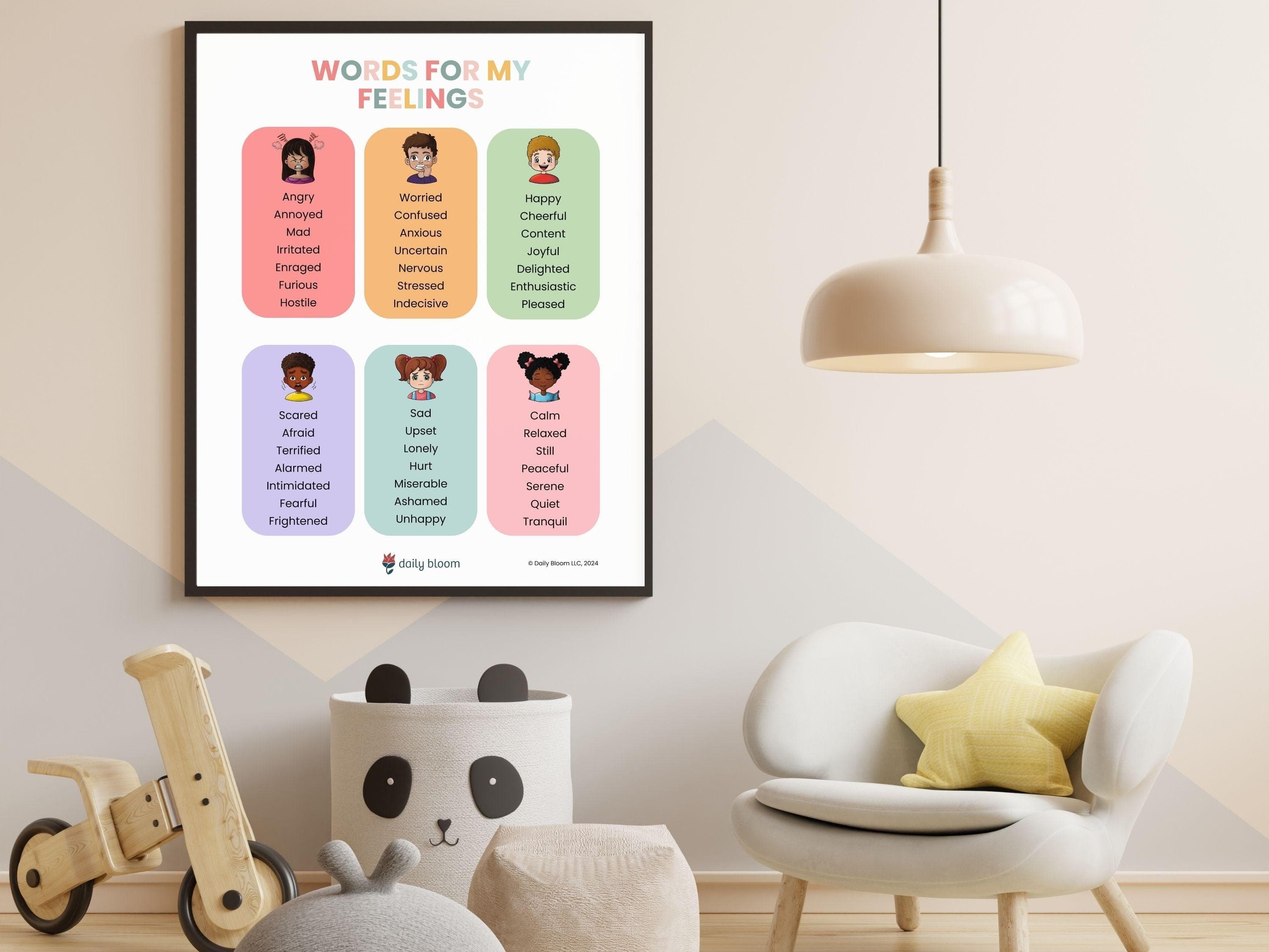 Words For My Feelings (Poster Download)-Neurodiversity, ADHD & Autism Awareness & Acceptance Digital Download by Daily Bloom