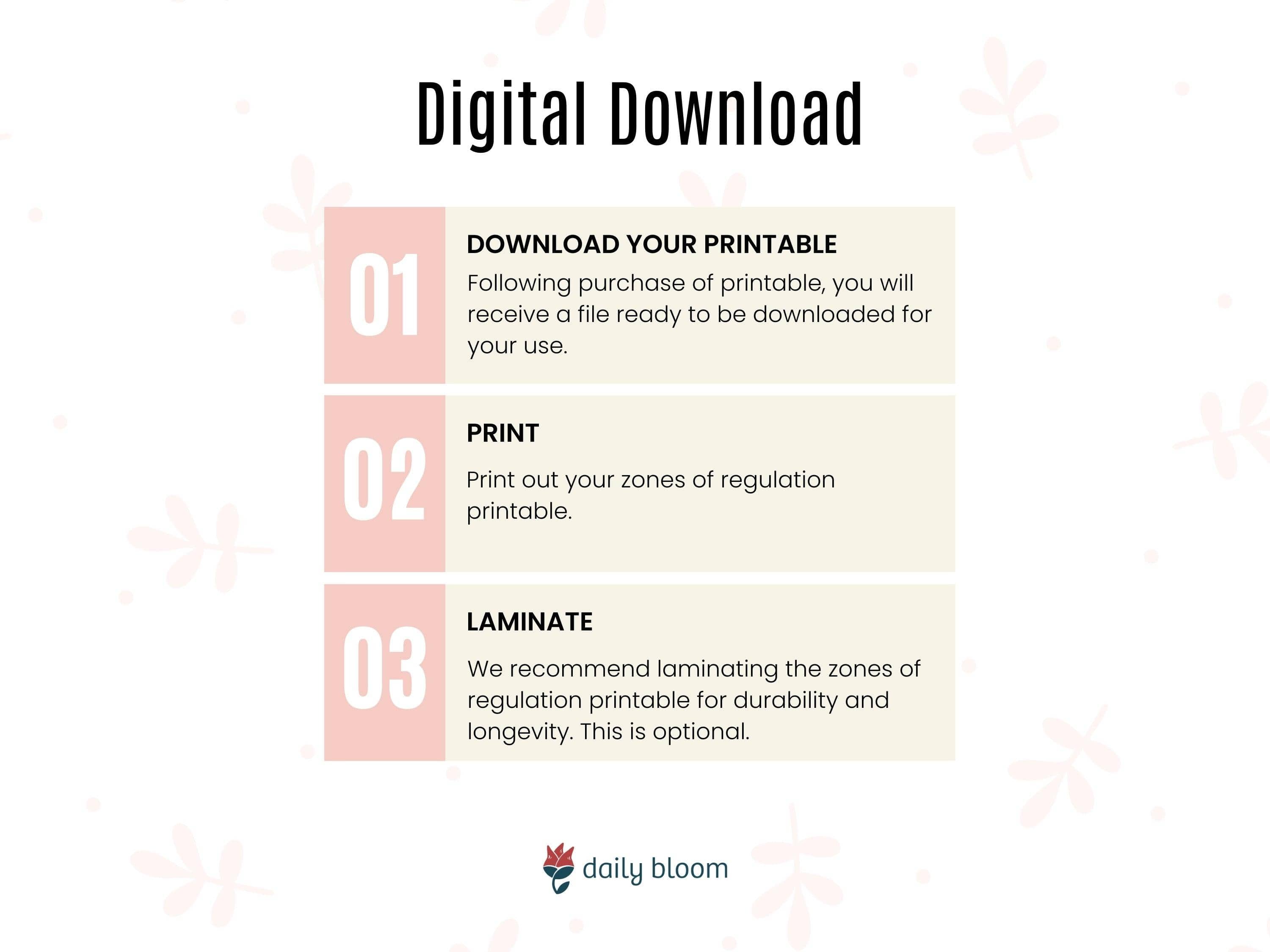 Zones Of Regulation For Kids (US Letter)-Neurodiversity, ADHD & Autism Awareness & Acceptance Digital Download by Daily Bloom
