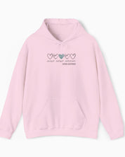 Autism Hoodie By Daily Bloom Accept Adapt Advocate Love Hearts Hoodie Light Pink / S