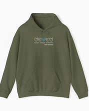 Autism Hoodie By Daily Bloom Accept Adapt Advocate Love Hearts Hoodie Military Green / S