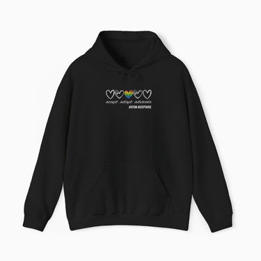 Autism Hoodie - Accept Adapt Advocate Rainbow Love Heart Hoodie - Daily Bloom