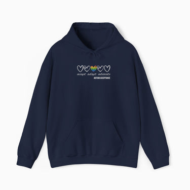 Autism Hoodie - Accept Adapt Advocate Rainbow Love Heart Hoodie - Daily Bloom