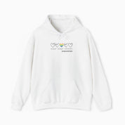 Autism Hoodie By Daily Bloom Accept Adapt Advocate Rainbow Love Heart Hoodie White / S