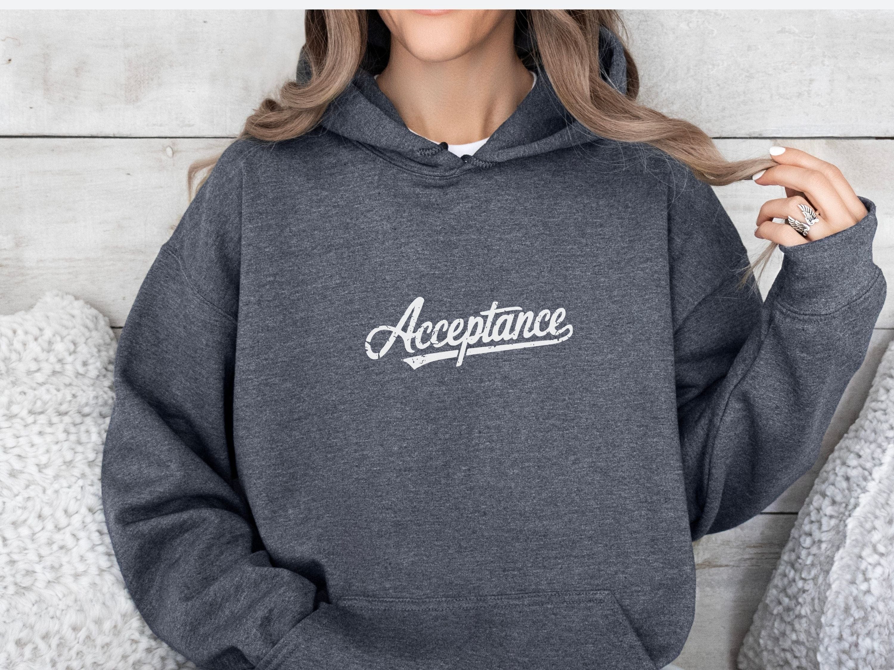 Acceptance Grunge Script Hoodie-Neurodiversity, ADHD & Autism Awareness & Acceptance Hoodie by Daily Bloom