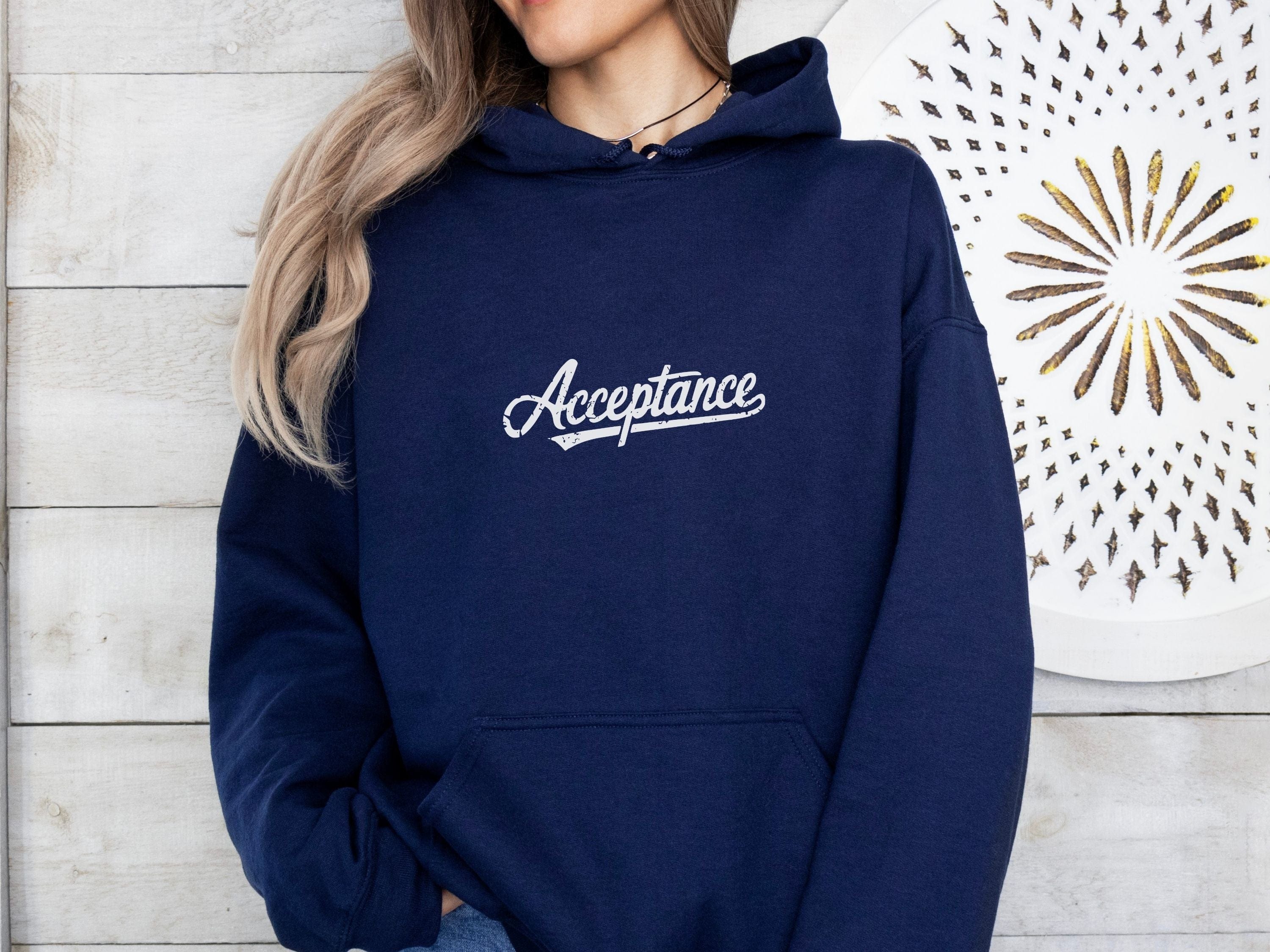 Acceptance Grunge Script Hoodie-Neurodiversity, ADHD & Autism Awareness & Acceptance Hoodie by Daily Bloom