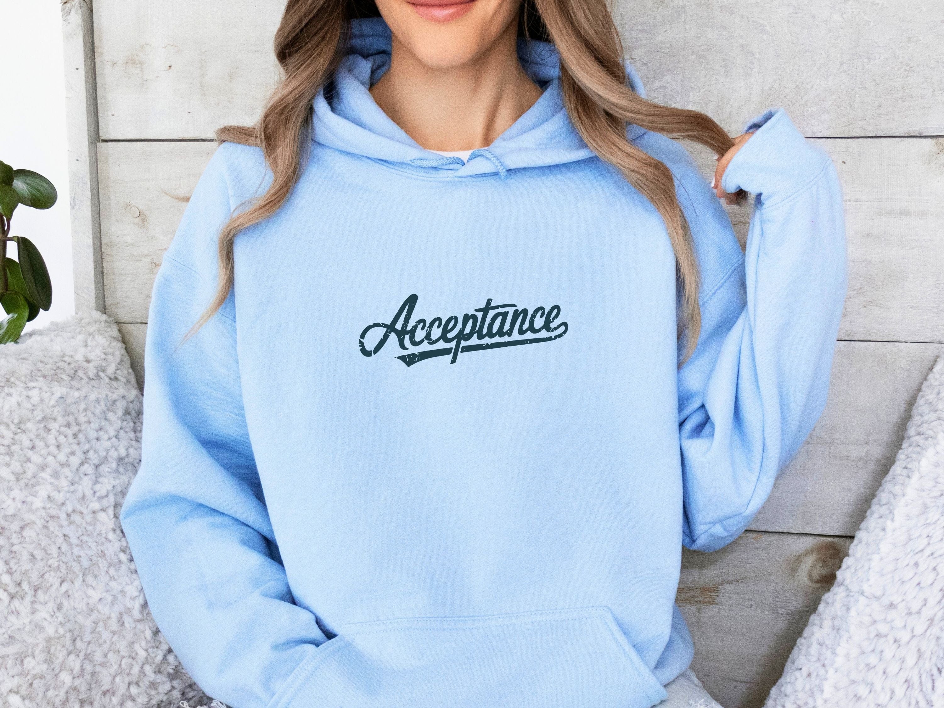 Acceptance Grunge Script Hoodie-Neurodiversity, ADHD & Autism Awareness & Acceptance Hoodie by Daily Bloom