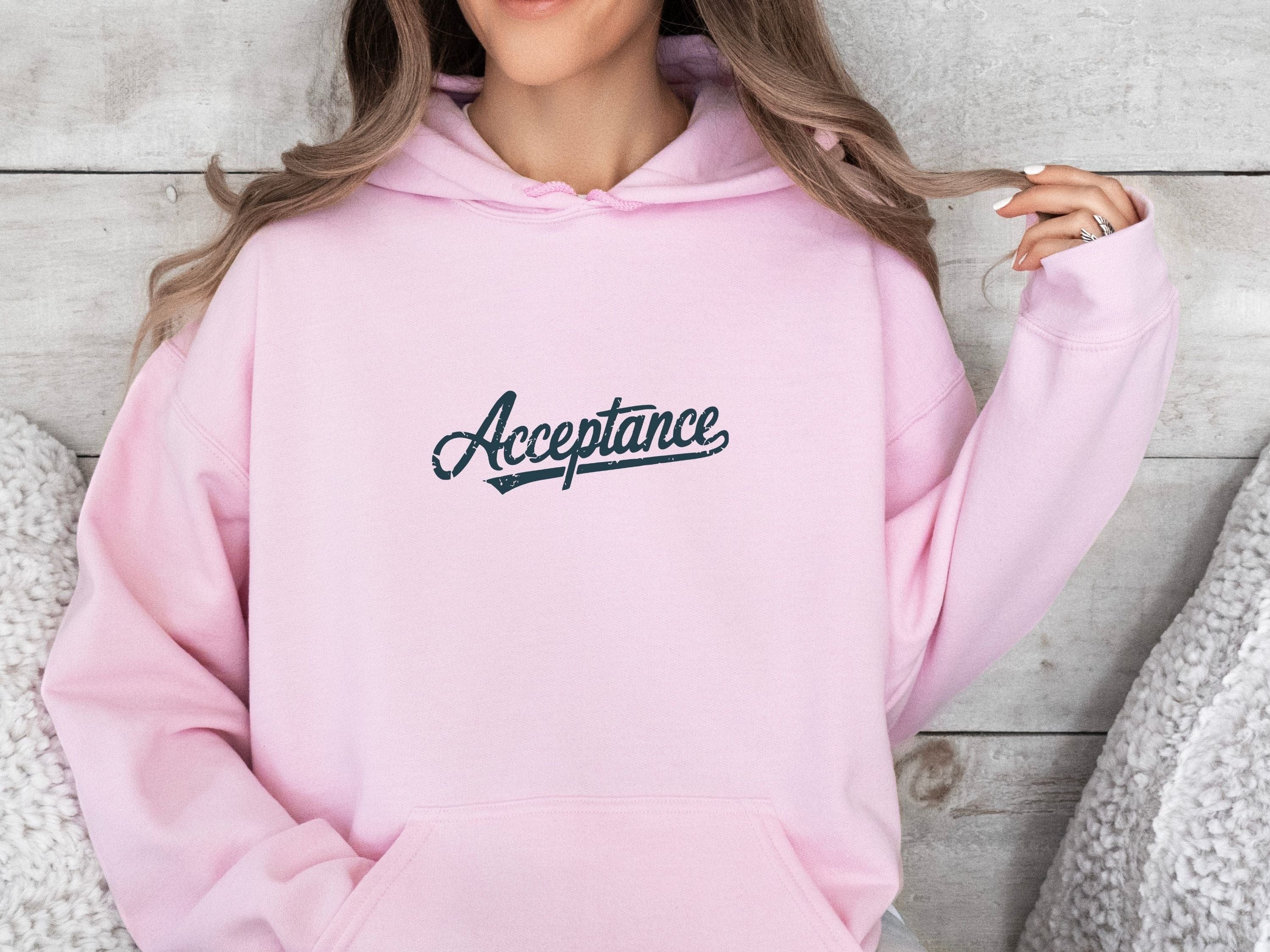 Acceptance Grunge Script Hoodie-Neurodiversity, ADHD & Autism Awareness & Acceptance Hoodie by Daily Bloom