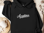 Acceptance Grunge Script Hoodie-Black-Neurodiversity, ADHD & Autism Awareness & Acceptance Hoodie by Daily Bloom