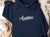 Acceptance Grunge Script Hoodie-Navy-Neurodiversity, ADHD & Autism Awareness & Acceptance Hoodie by Daily Bloom