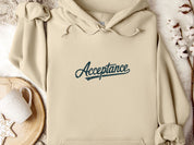 Acceptance Grunge Script Hoodie-Sand-Neurodiversity, ADHD & Autism Awareness & Acceptance Hoodie by Daily Bloom