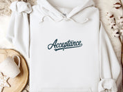 Acceptance Grunge Script Hoodie-White-Neurodiversity, ADHD & Autism Awareness & Acceptance Hoodie by Daily Bloom