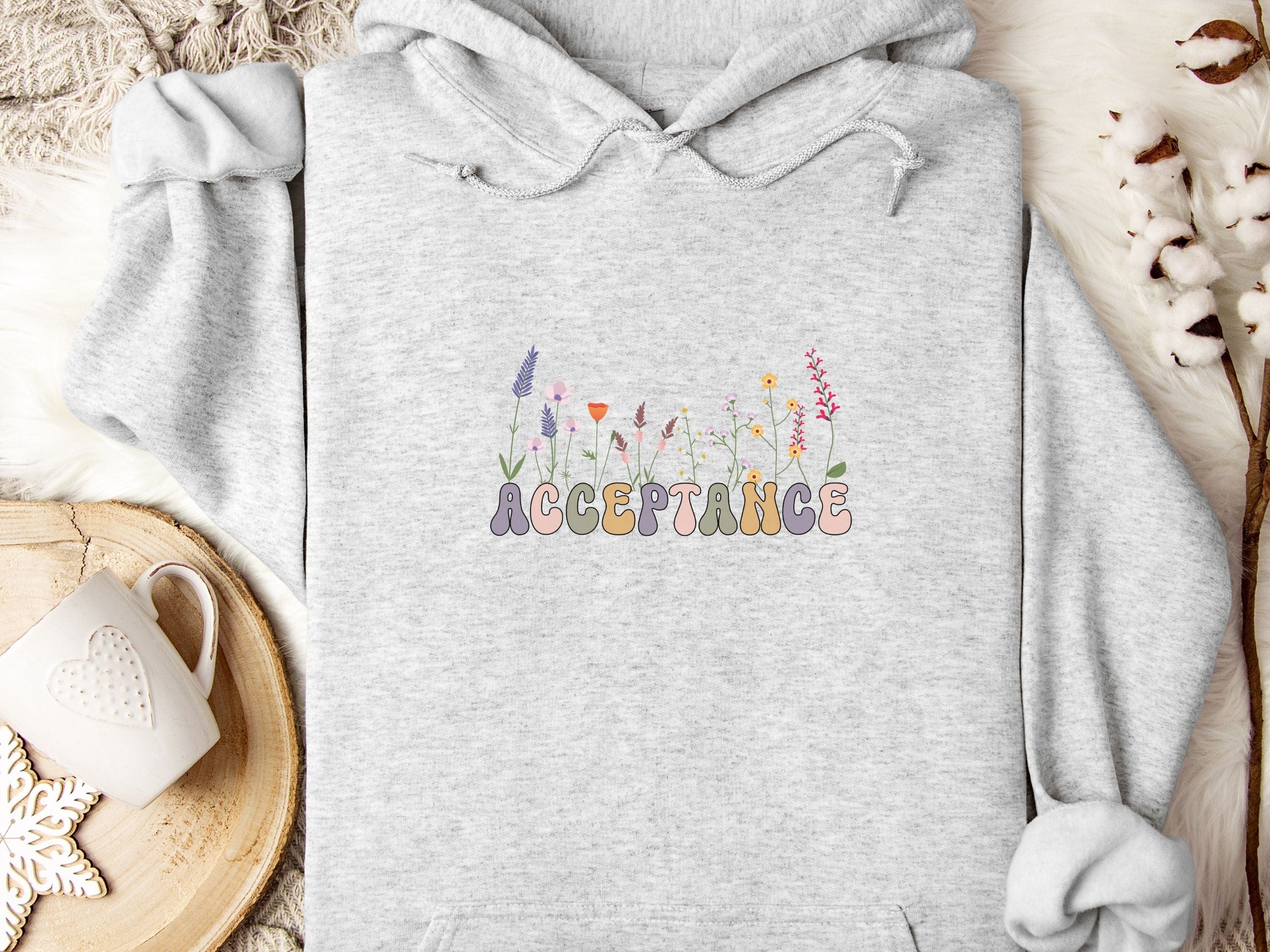 Acceptance Wildflowers Hoodie-Ash-Neurodiversity, ADHD & Autism Awareness & Acceptance Hoodie by Daily Bloom