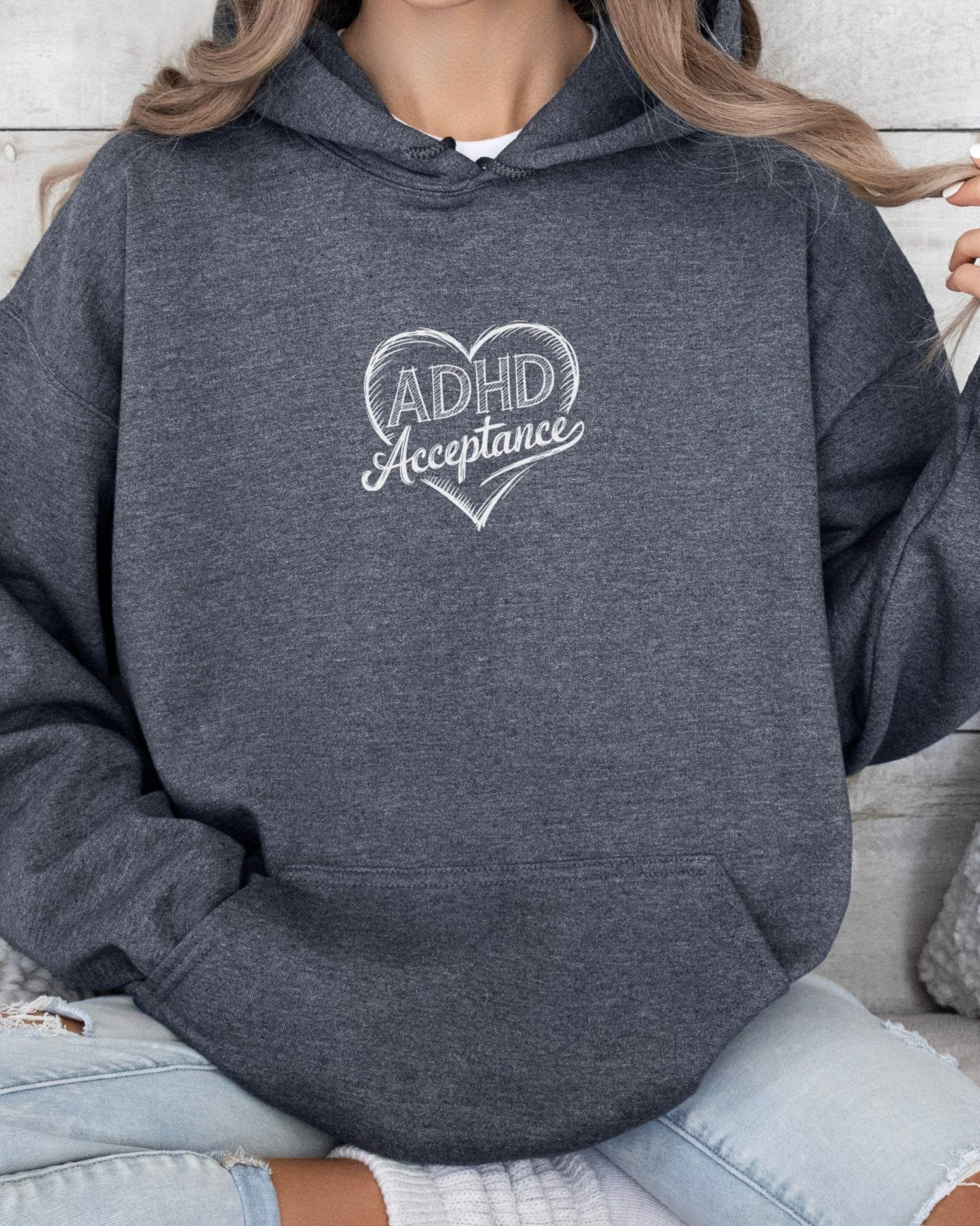 Autism Hoodie - ADHD Acceptance Love Heart Sketch Hoodie - Daily Bloom