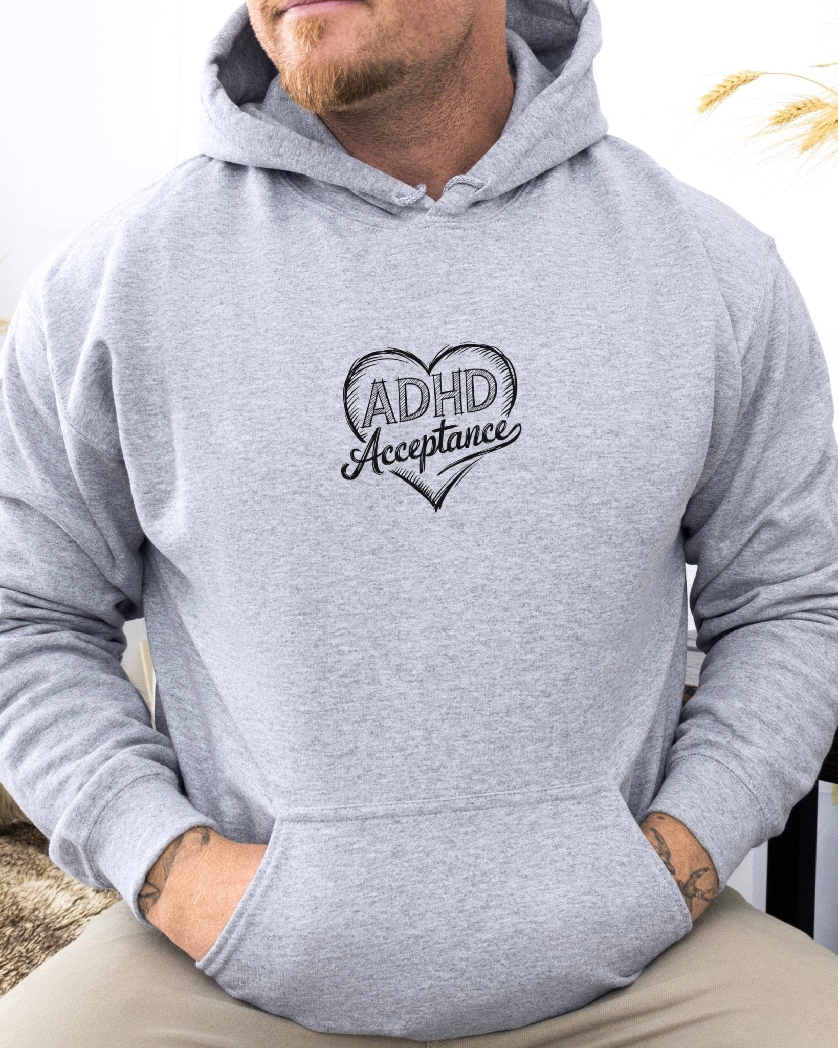 Autism Hoodie - ADHD Acceptance Love Heart Sketch Hoodie - Daily Bloom