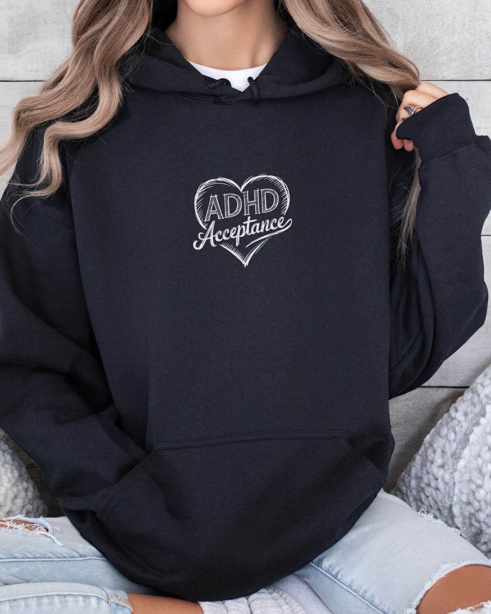 Autism Hoodie - ADHD Acceptance Love Heart Sketch Hoodie - Daily Bloom