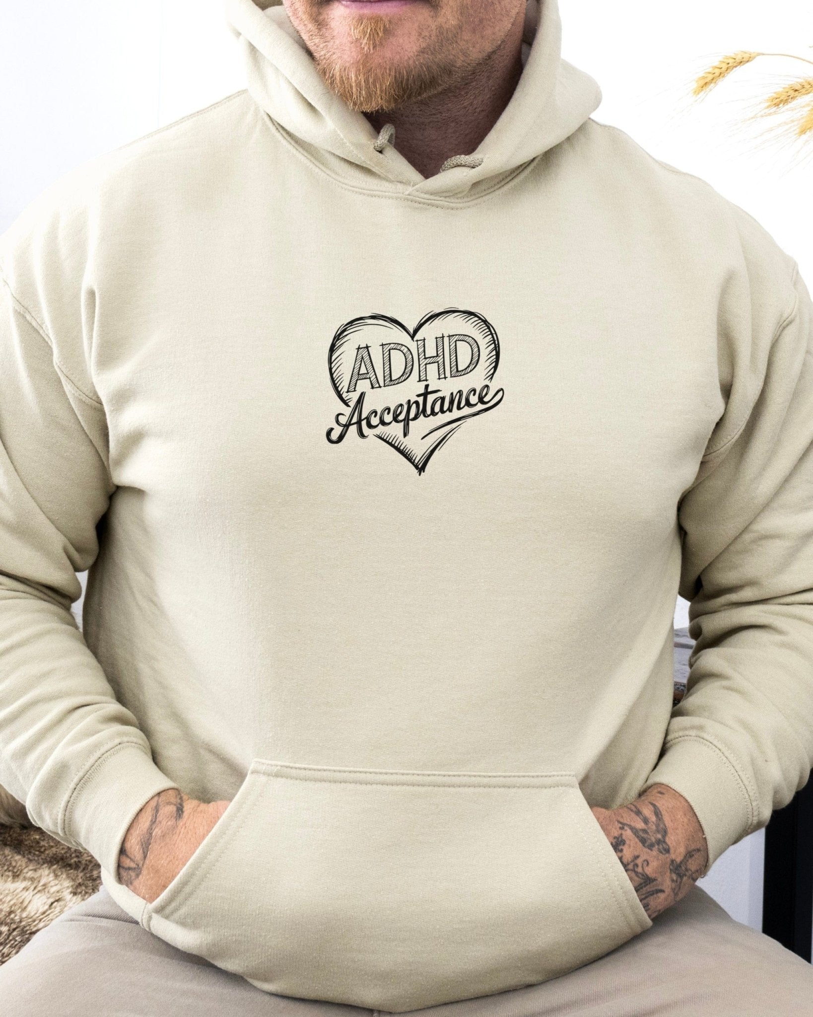 Autism Hoodie - ADHD Acceptance Love Heart Sketch Hoodie - Daily Bloom