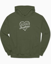 Autism Hoodie By Daily Bloom ADHD Acceptance Love Heart Sketch Hoodie Military Green / S