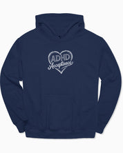 Autism Hoodie By Daily Bloom ADHD Acceptance Love Heart Sketch Hoodie Navy / S