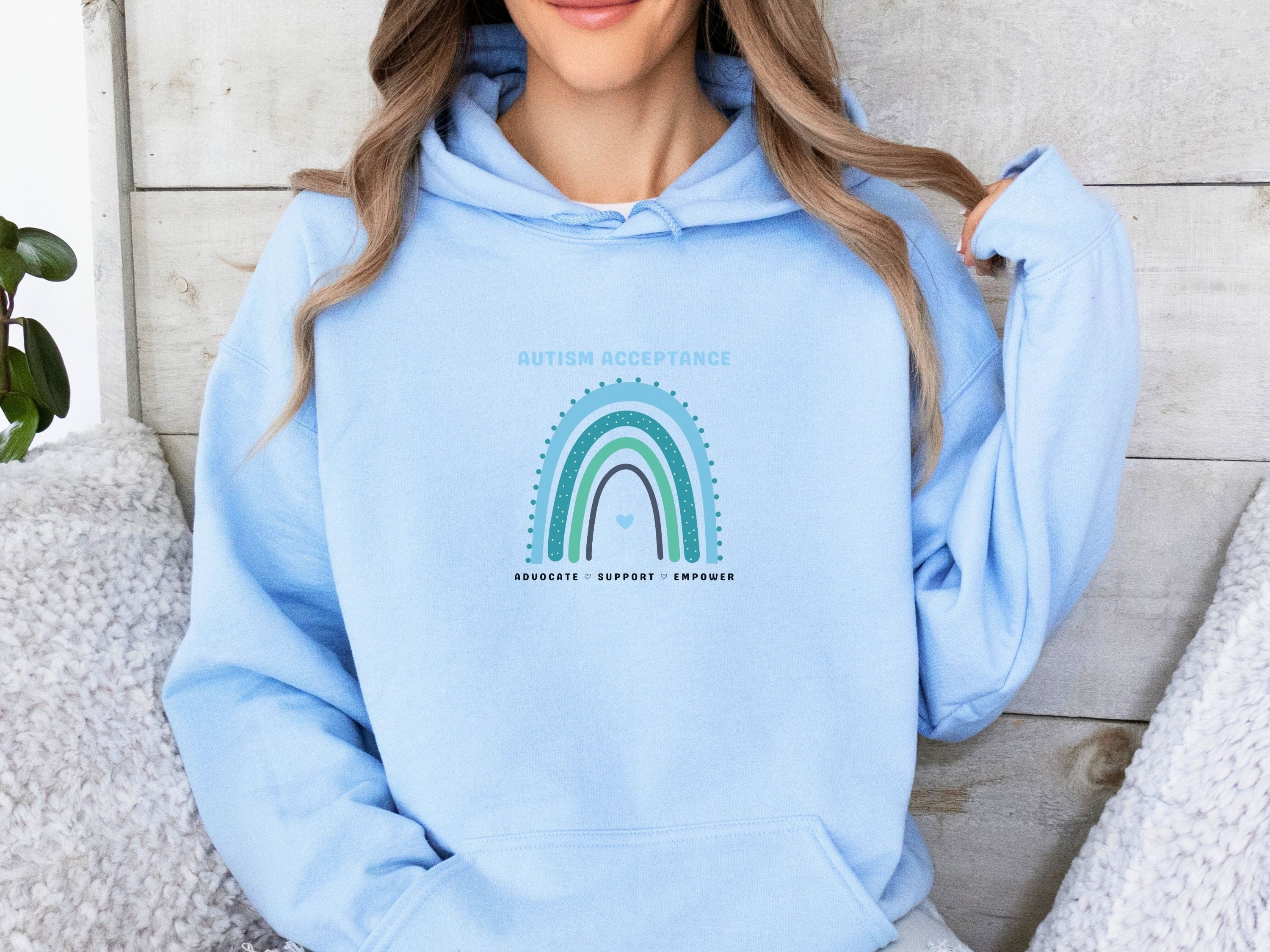 Advocate Support Empower Autism Acceptance Rainbow Hoodie-Neurodiversity, ADHD & Autism Awareness & Acceptance Hoodie by Daily Bloom
