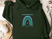 Advocate Support Empower Autism Acceptance Rainbow Hoodie-Forest Green-Neurodiversity, ADHD & Autism Awareness & Acceptance Hoodie by Daily Bloom