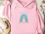 Advocate Support Empower Autism Acceptance Rainbow Hoodie-Light Pink-Neurodiversity, ADHD & Autism Awareness & Acceptance Hoodie by Daily Bloom