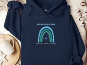 Advocate Support Empower Autism Acceptance Rainbow Hoodie-Navy-Neurodiversity, ADHD & Autism Awareness & Acceptance Hoodie by Daily Bloom
