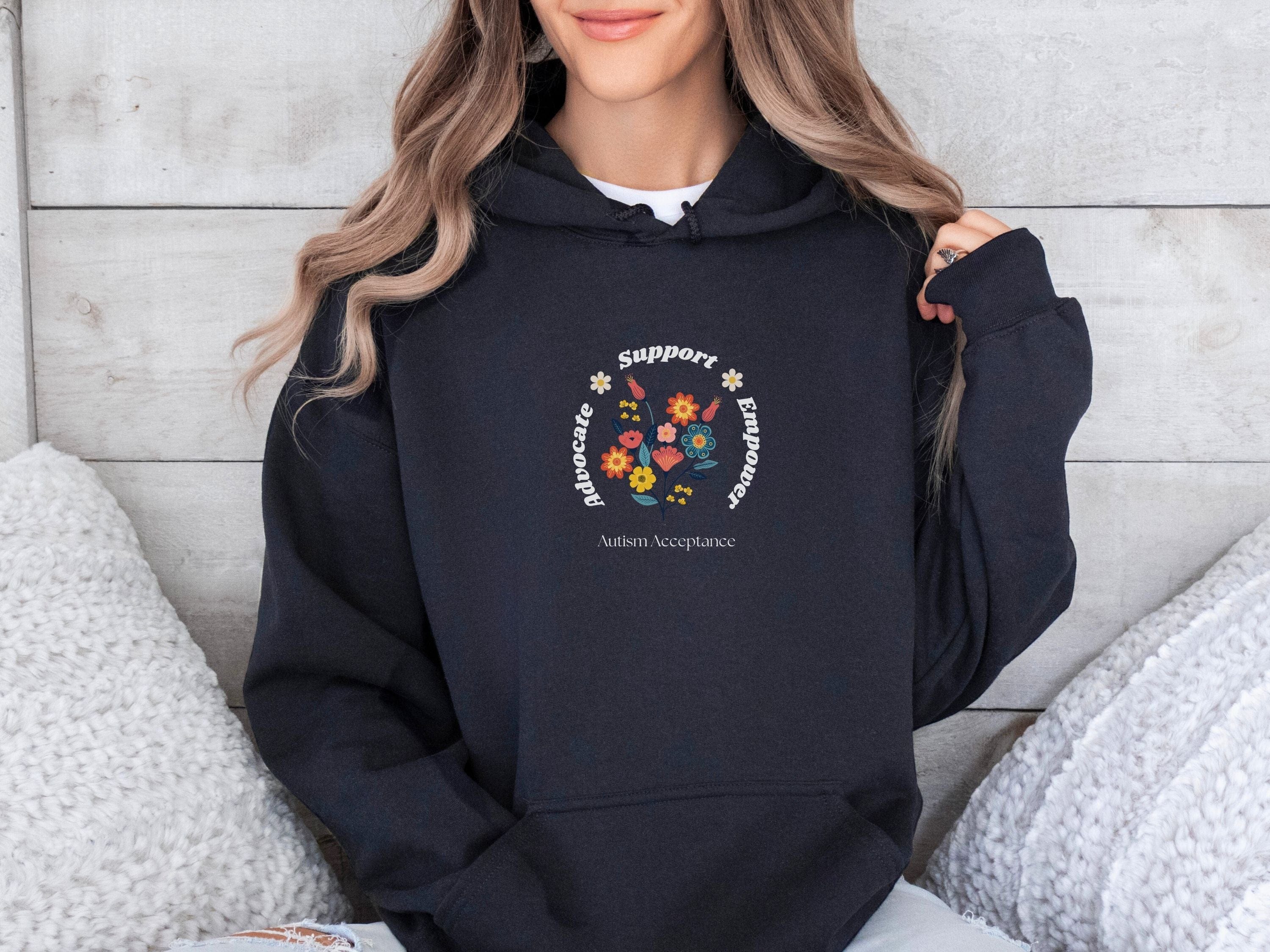 Advocate Support Empower Bunch of Flowers Hoodie-Neurodiversity, ADHD & Autism Awareness & Acceptance Hoodie by Daily Bloom