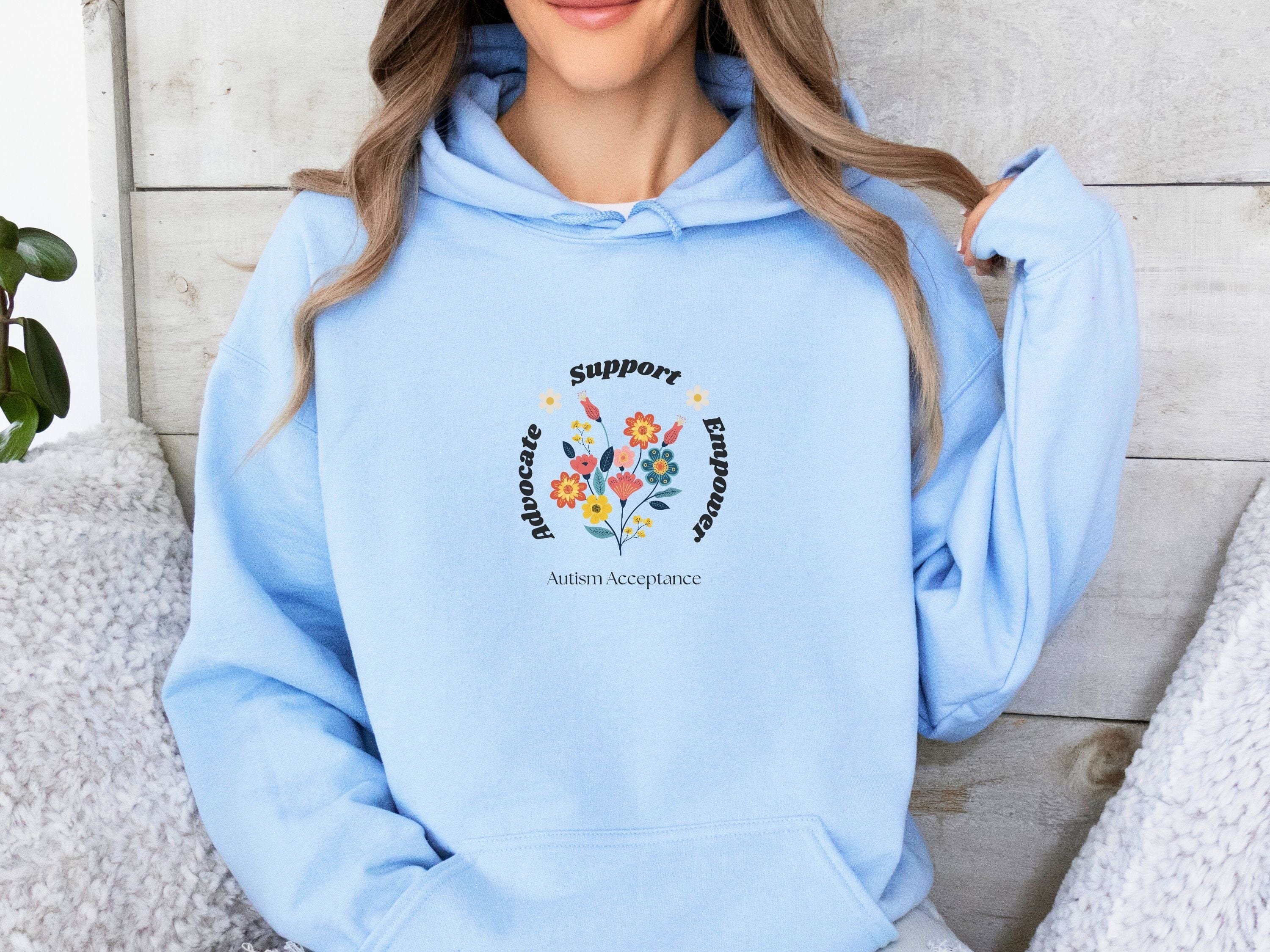 Advocate Support Empower Bunch of Flowers Hoodie-Neurodiversity, ADHD & Autism Awareness & Acceptance Hoodie by Daily Bloom