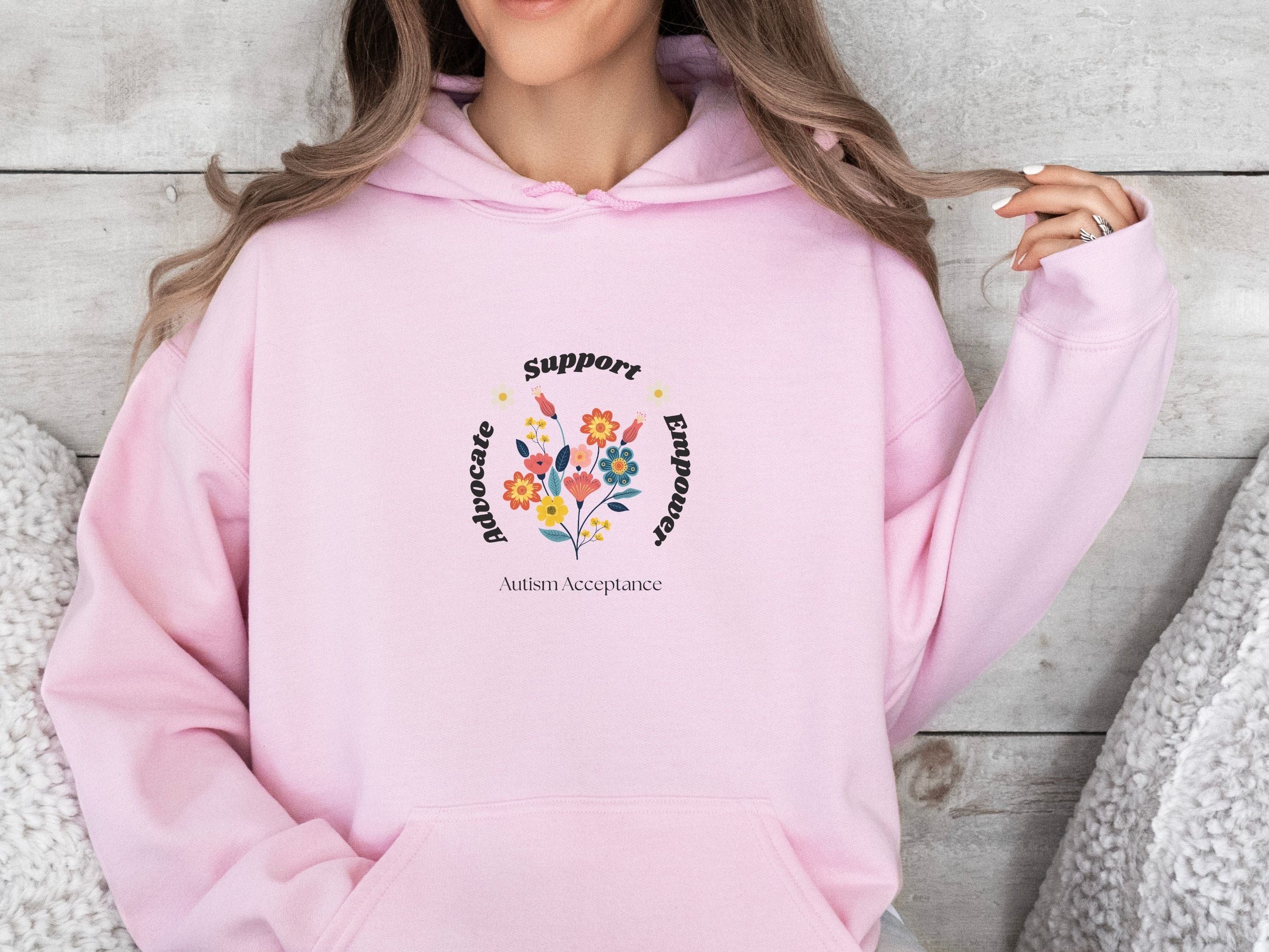 Advocate Support Empower Bunch of Flowers Hoodie-Neurodiversity, ADHD & Autism Awareness & Acceptance Hoodie by Daily Bloom