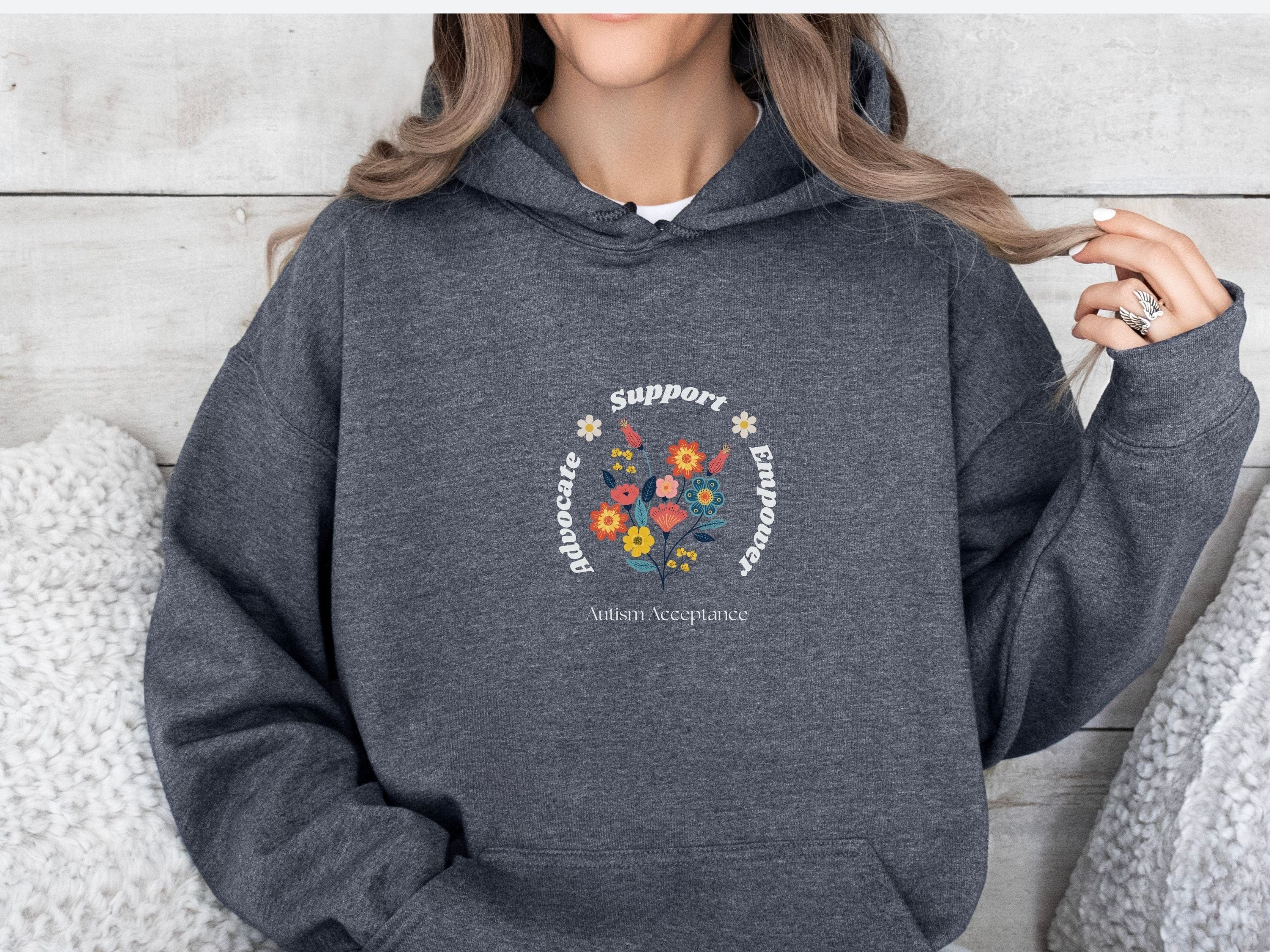 Advocate Support Empower Bunch of Flowers Hoodie-Neurodiversity, ADHD & Autism Awareness & Acceptance Hoodie by Daily Bloom