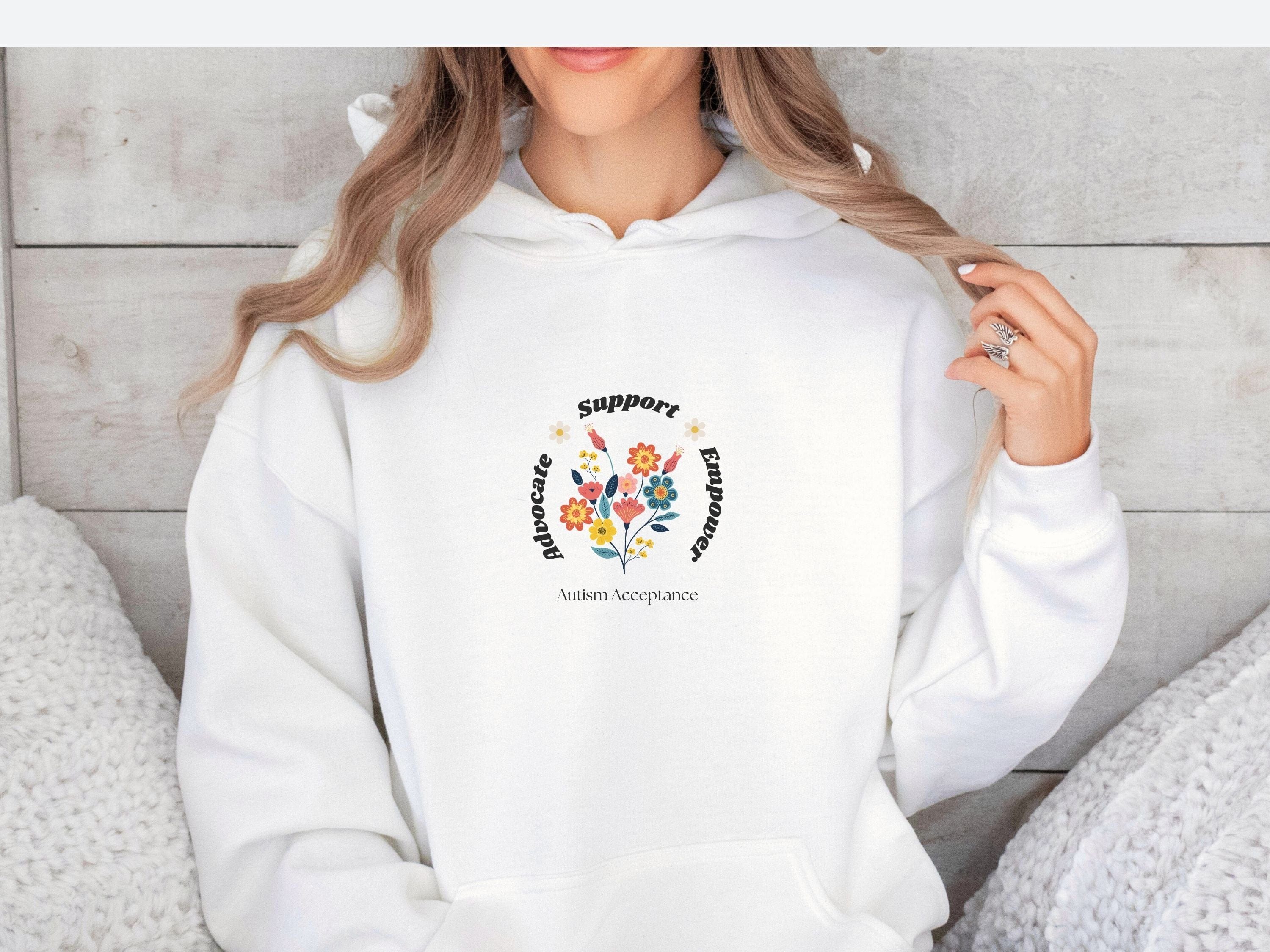Advocate Support Empower Bunch of Flowers Hoodie-Neurodiversity, ADHD & Autism Awareness & Acceptance Hoodie by Daily Bloom