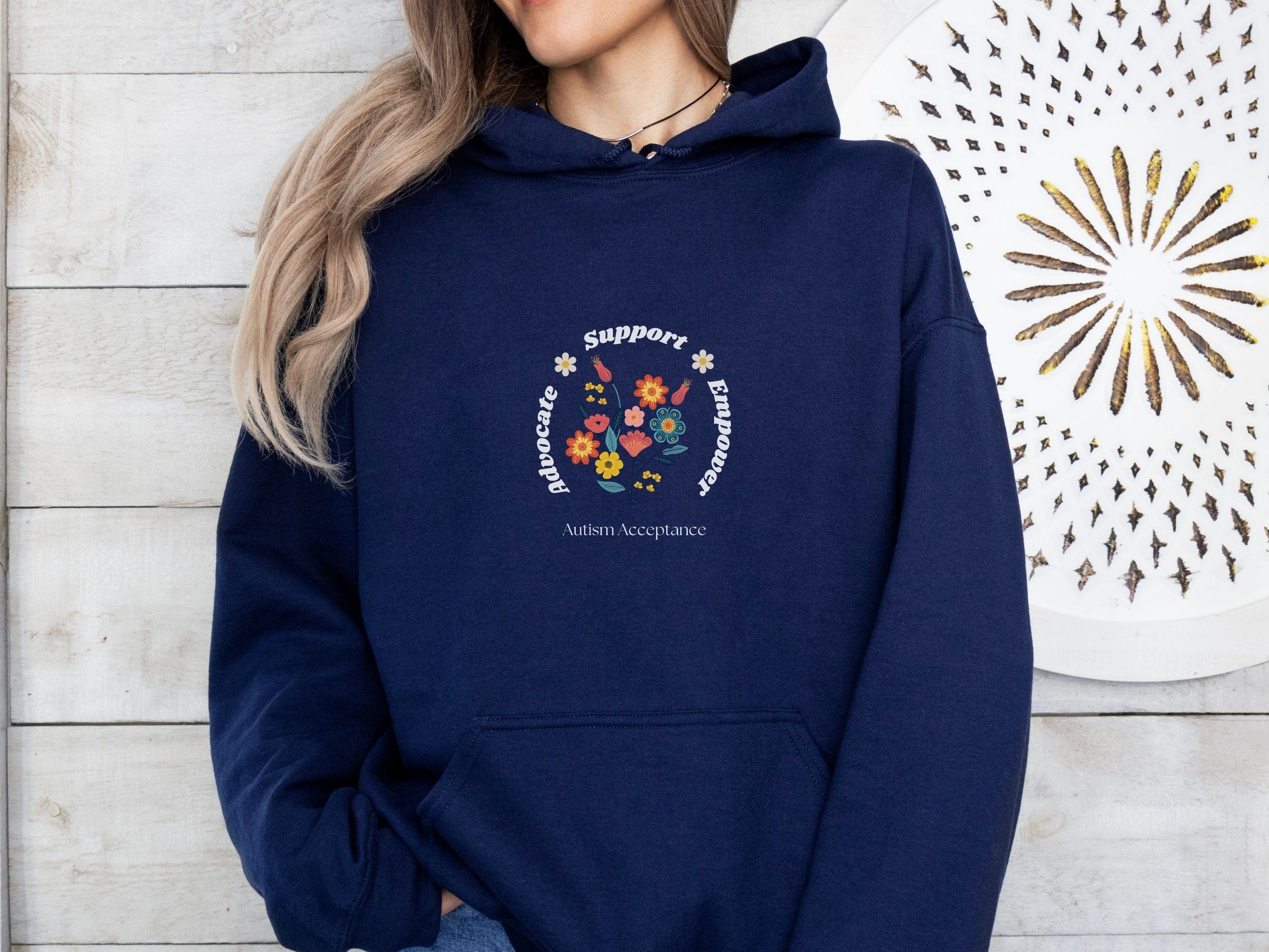 Advocate Support Empower Bunch of Flowers Hoodie-Neurodiversity, ADHD & Autism Awareness & Acceptance Hoodie by Daily Bloom
