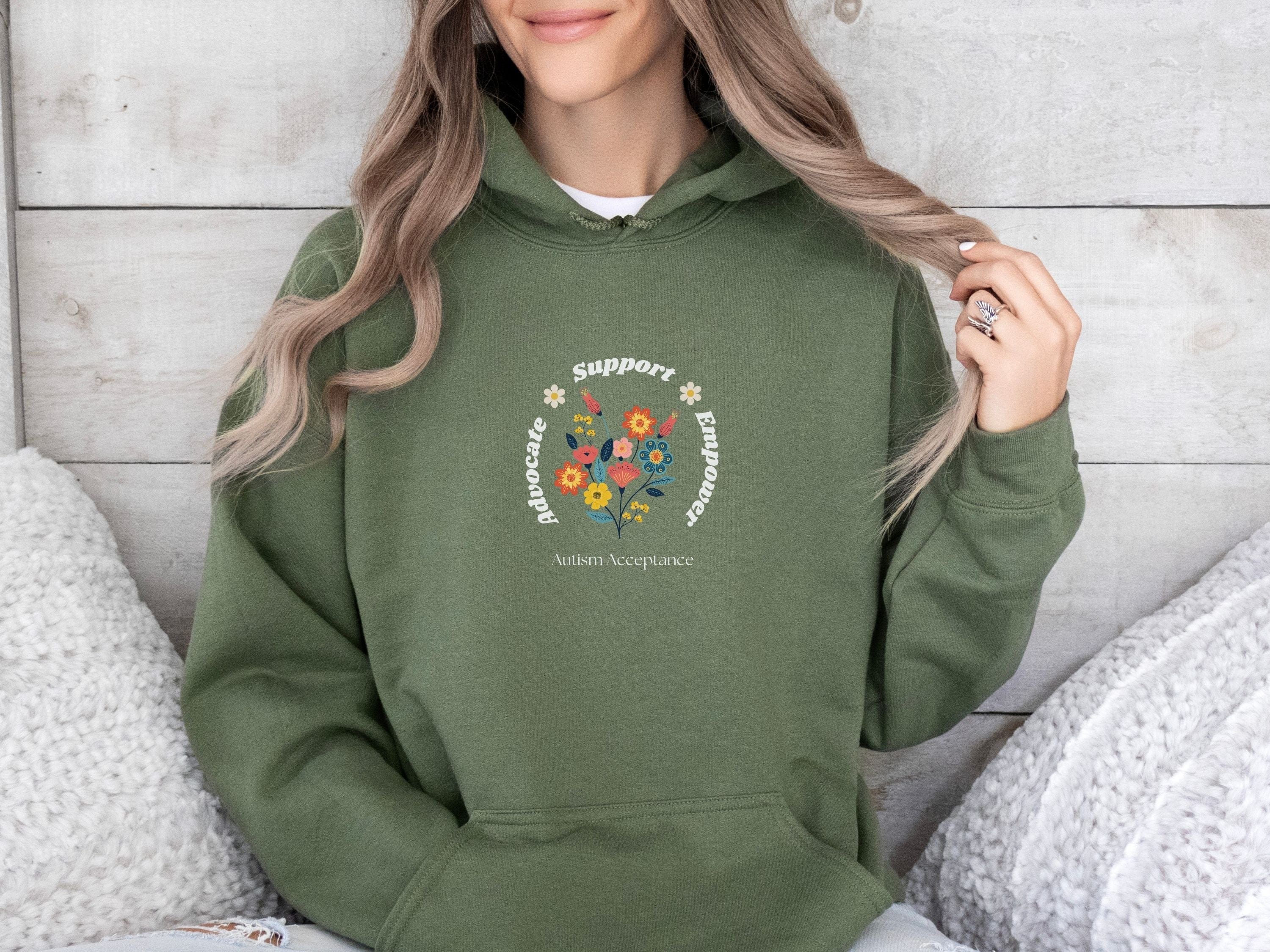 Advocate Support Empower Bunch of Flowers Hoodie-Neurodiversity, ADHD & Autism Awareness & Acceptance Hoodie by Daily Bloom