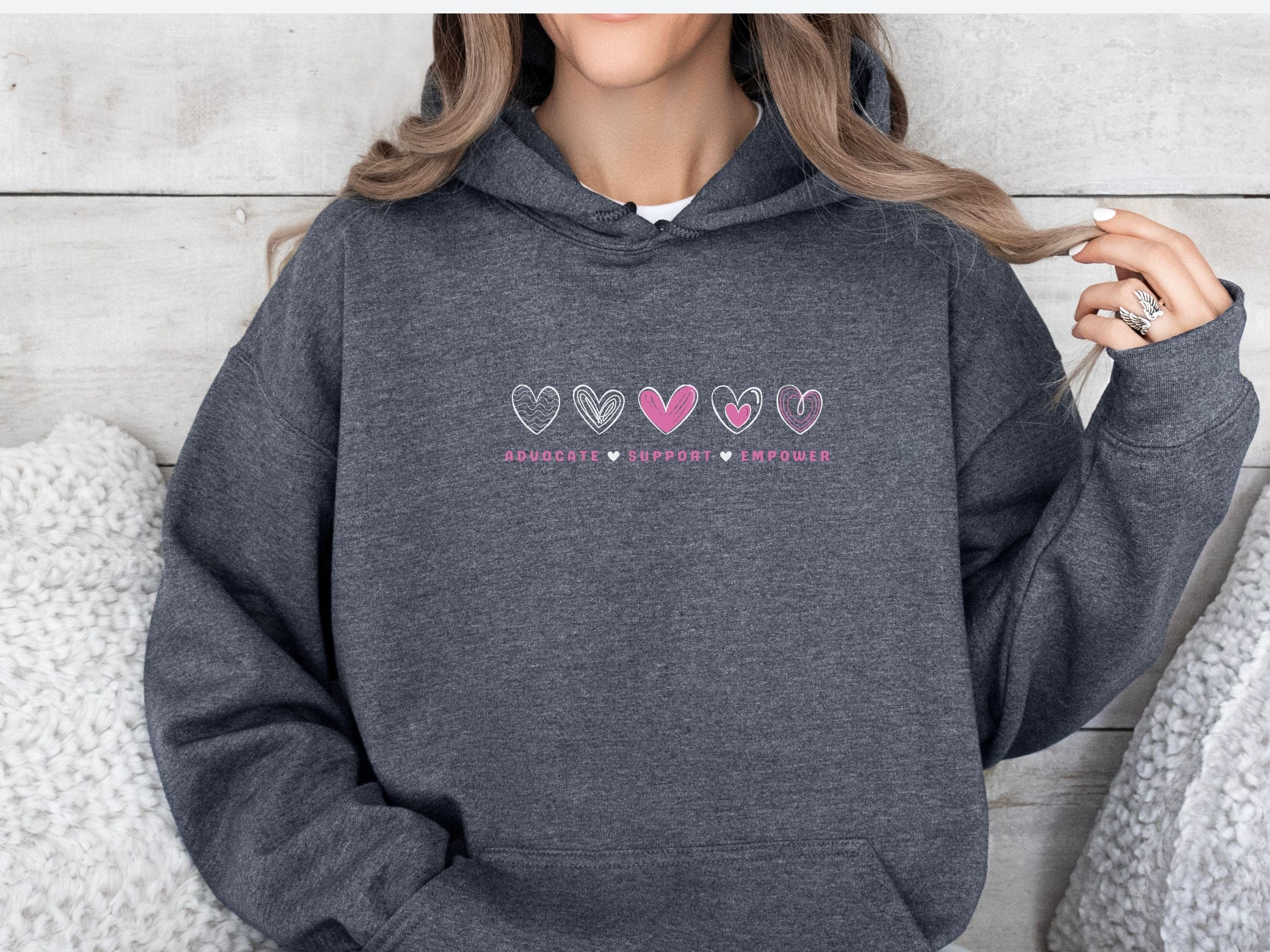 Advocate Support Empower Love Hearts Hoodie-Neurodiversity, ADHD & Autism Awareness & Acceptance Hoodie by Daily Bloom