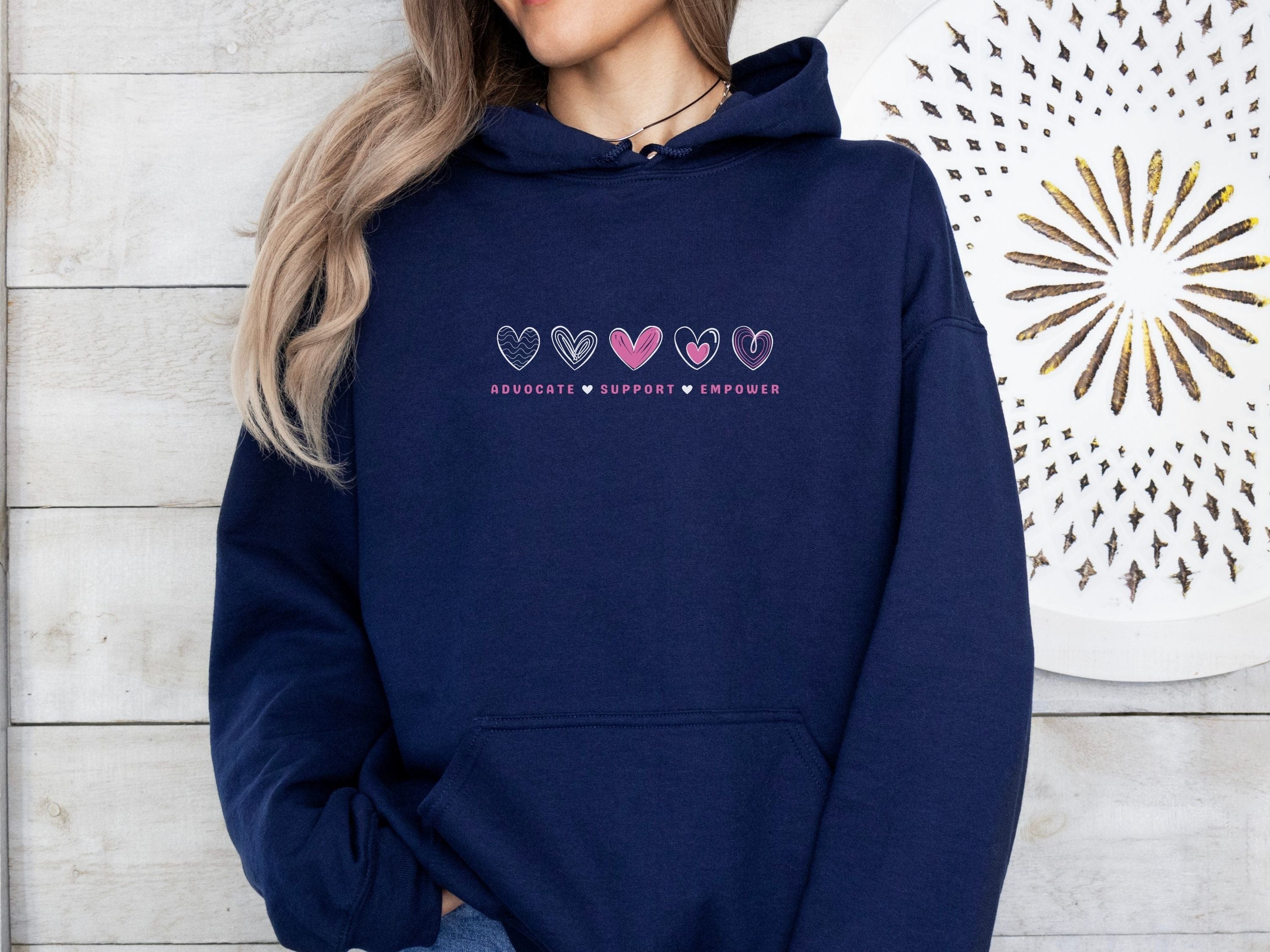 Advocate Support Empower Love Hearts Hoodie-Neurodiversity, ADHD & Autism Awareness & Acceptance Hoodie by Daily Bloom