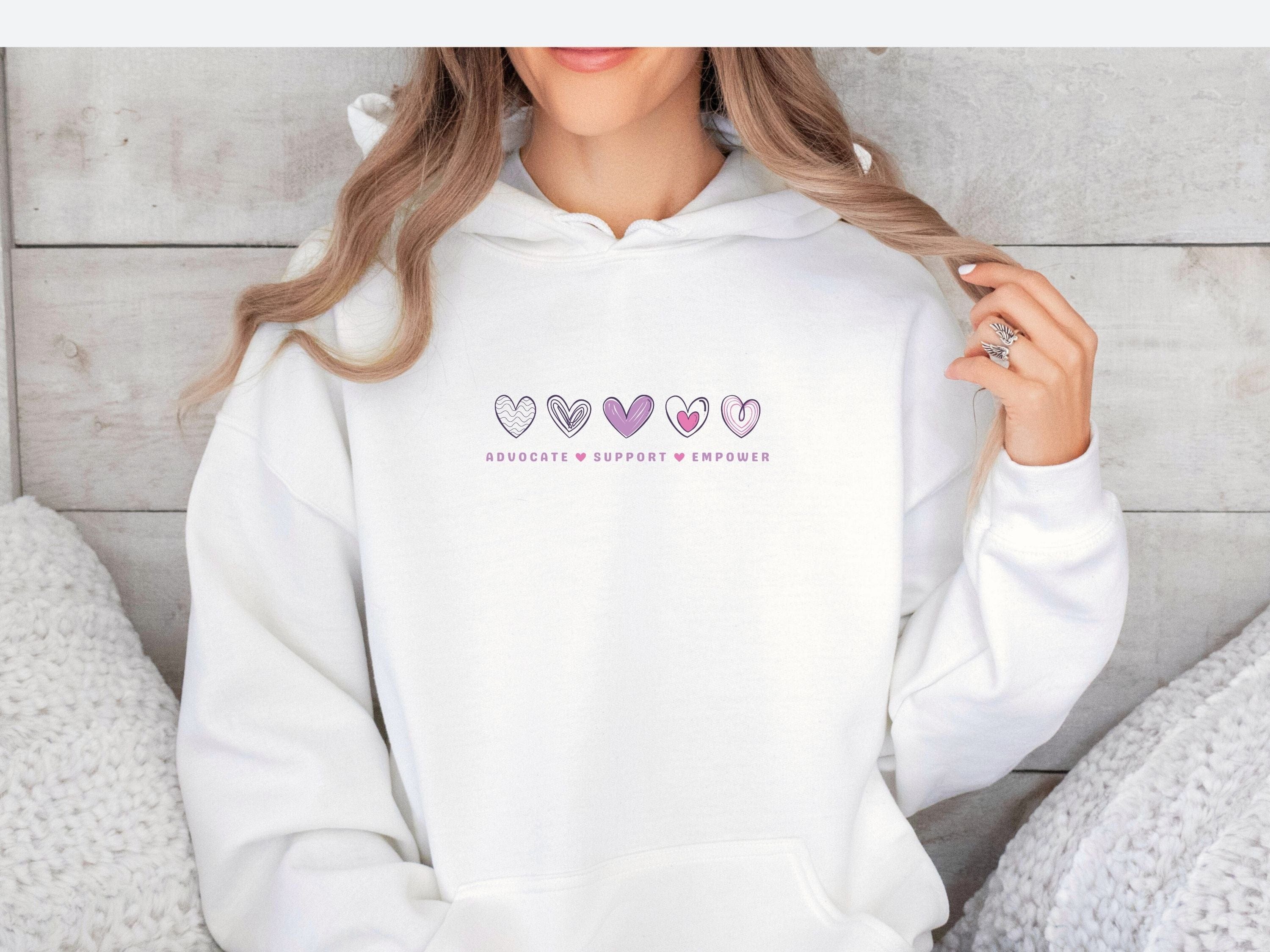Advocate Support Empower Love Hearts Hoodie-Neurodiversity, ADHD & Autism Awareness & Acceptance Hoodie by Daily Bloom