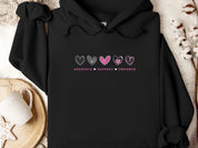 Advocate Support Empower Love Hearts Hoodie-Black-Neurodiversity, ADHD & Autism Awareness & Acceptance Hoodie by Daily Bloom