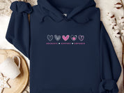 Advocate Support Empower Love Hearts Hoodie-Navy-Neurodiversity, ADHD & Autism Awareness & Acceptance Hoodie by Daily Bloom