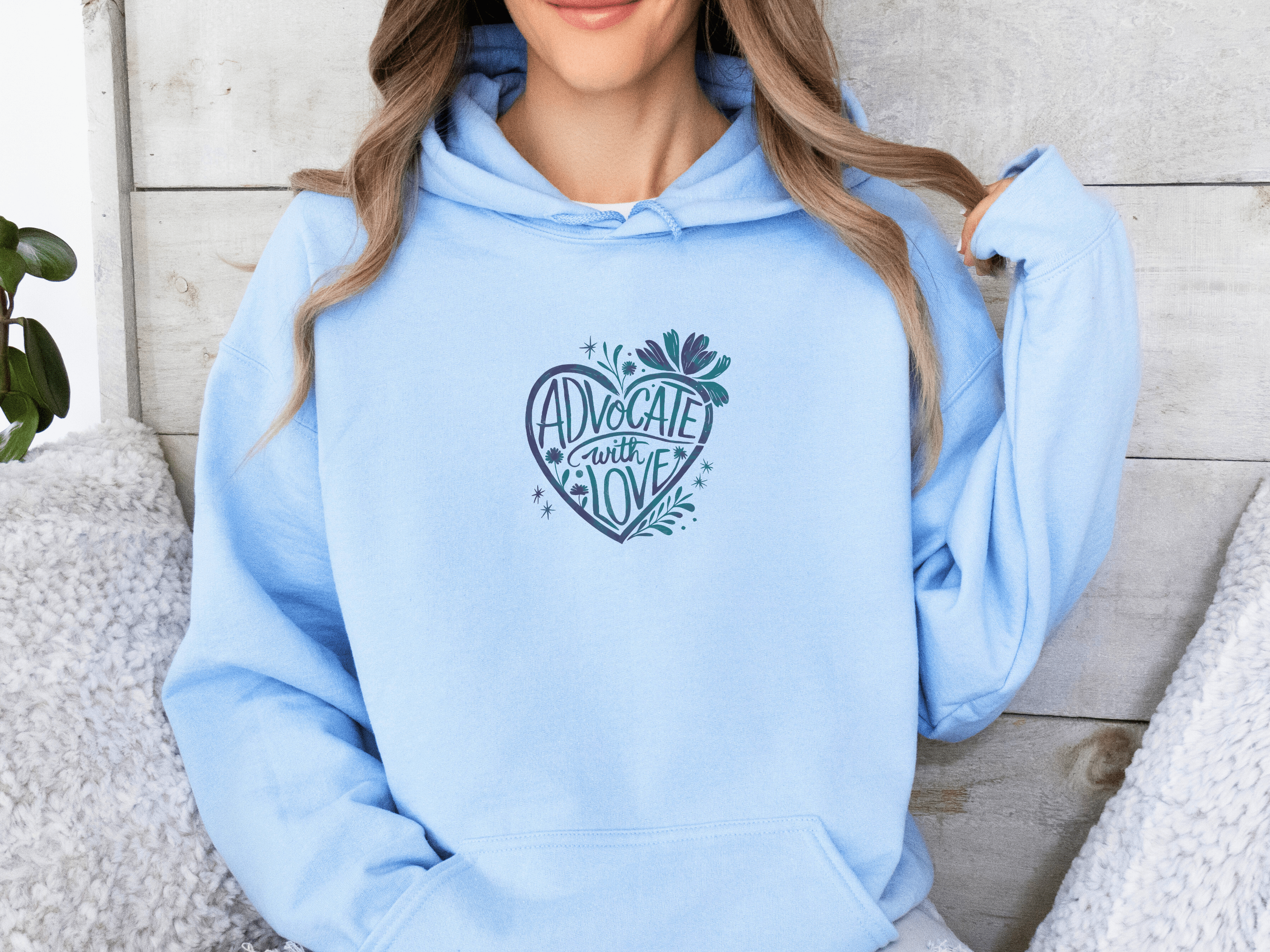 Advocate with Love Hoodie-Neurodiversity, ADHD & Autism Awareness & Acceptance Hoodie by Daily Bloom