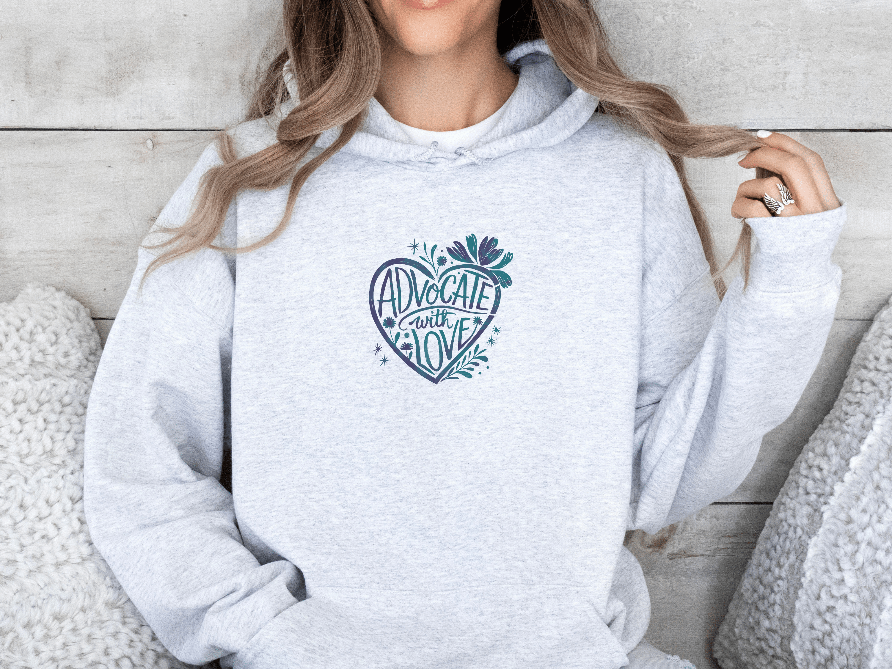 Advocate with Love Hoodie-Neurodiversity, ADHD & Autism Awareness & Acceptance Hoodie by Daily Bloom