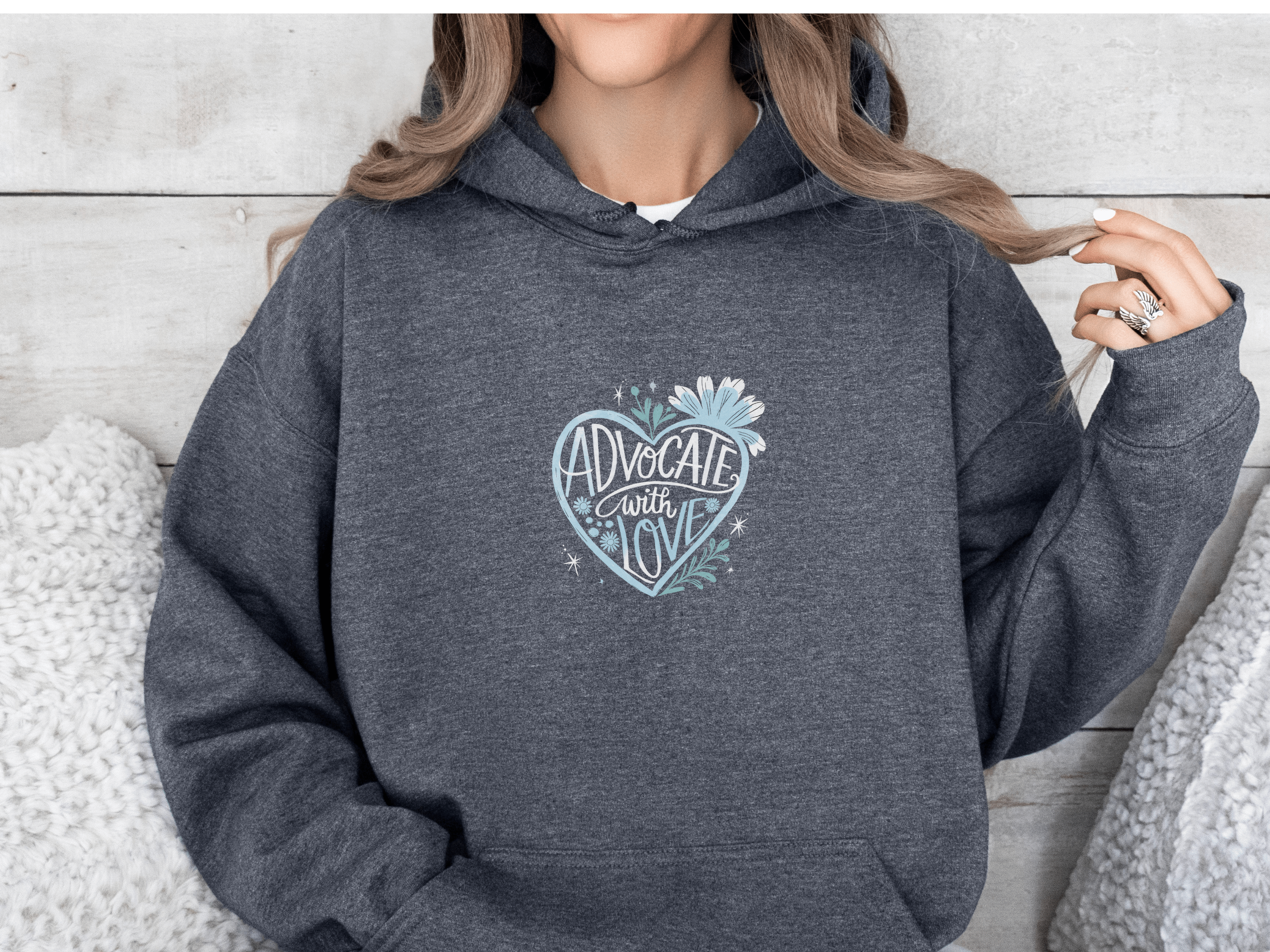 Advocate with Love Hoodie-Neurodiversity, ADHD & Autism Awareness & Acceptance Hoodie by Daily Bloom