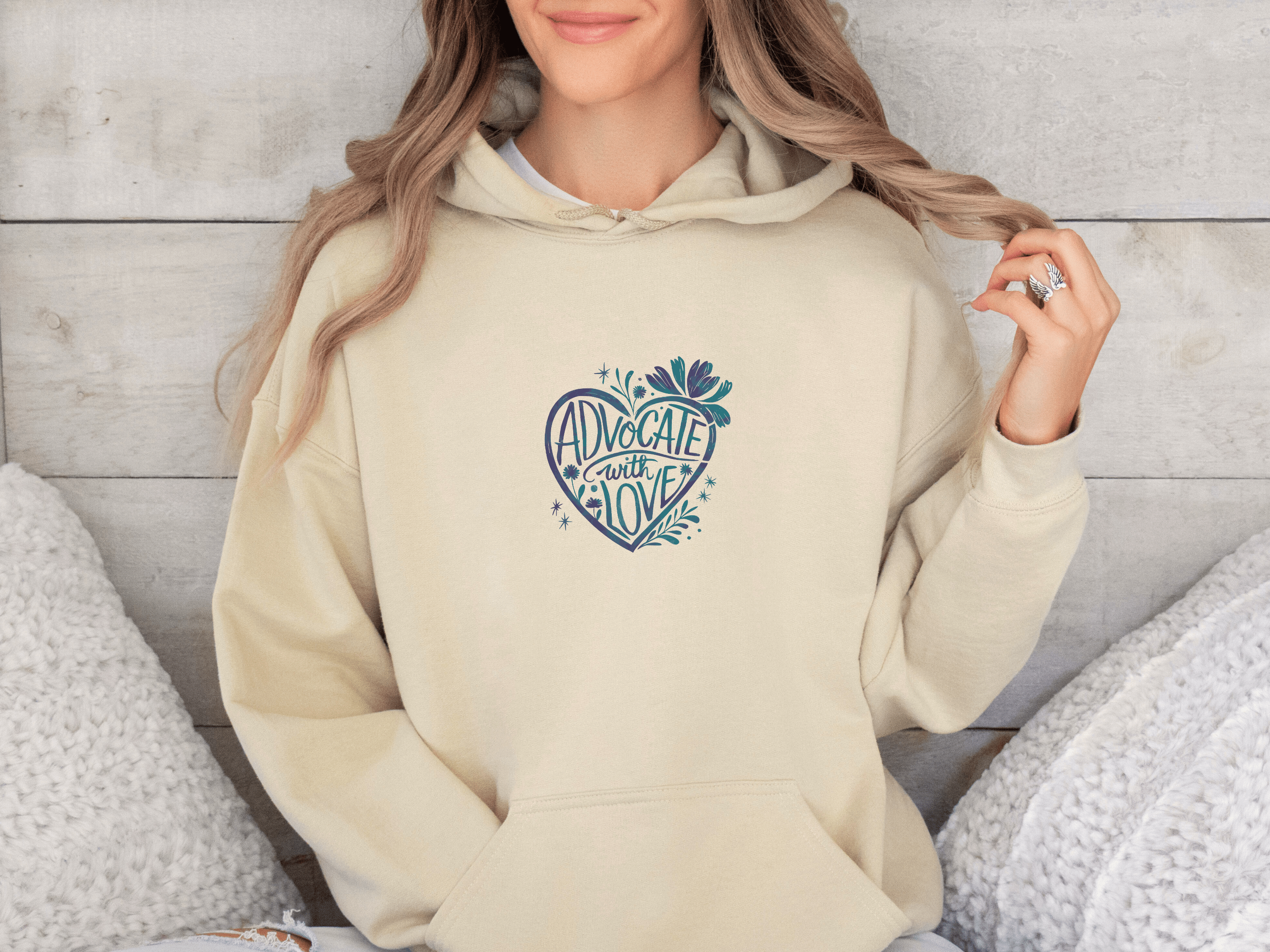 Advocate with Love Hoodie-Neurodiversity, ADHD & Autism Awareness & Acceptance Hoodie by Daily Bloom