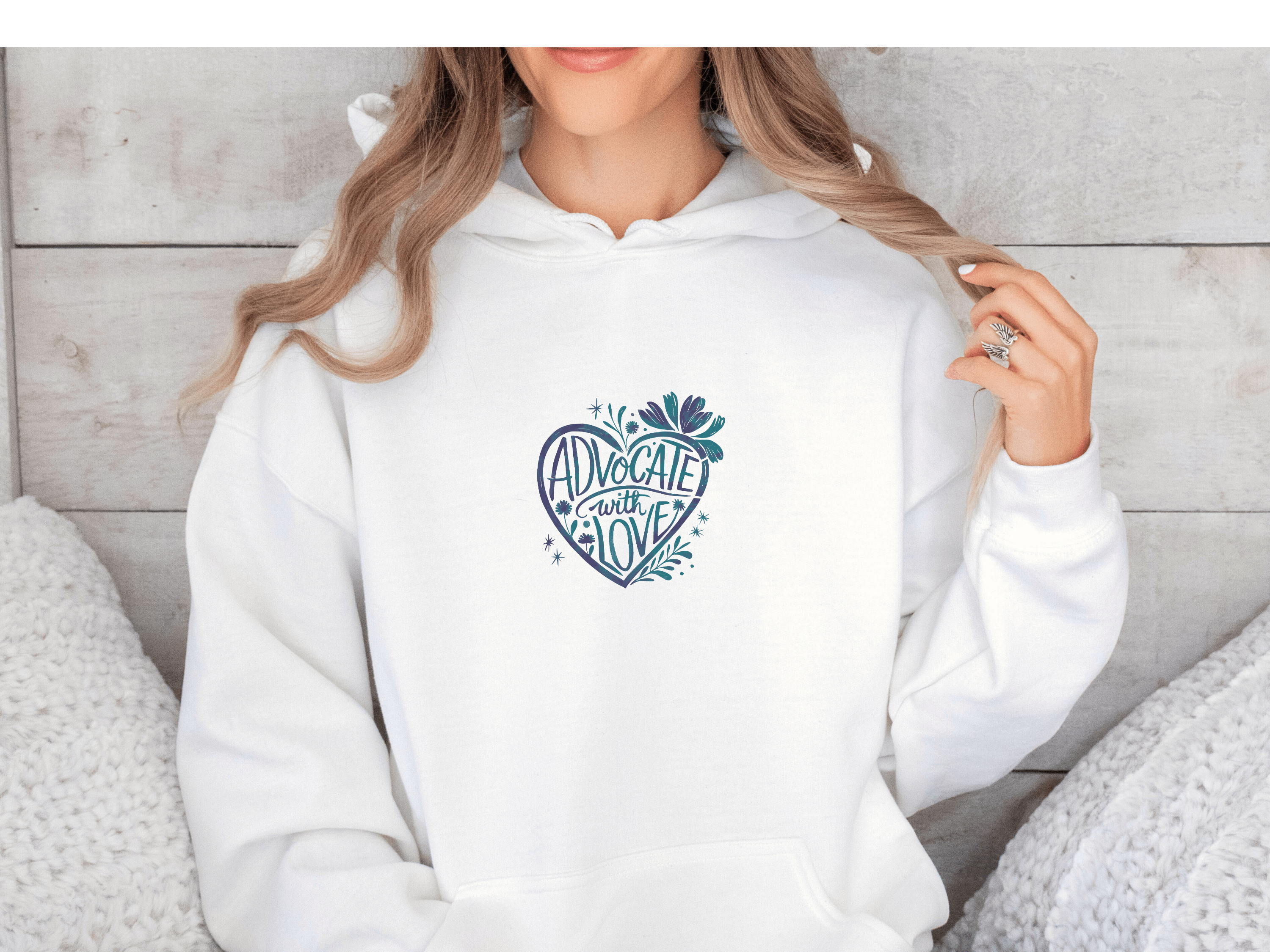 Advocate with Love Hoodie-Neurodiversity, ADHD & Autism Awareness & Acceptance Hoodie by Daily Bloom