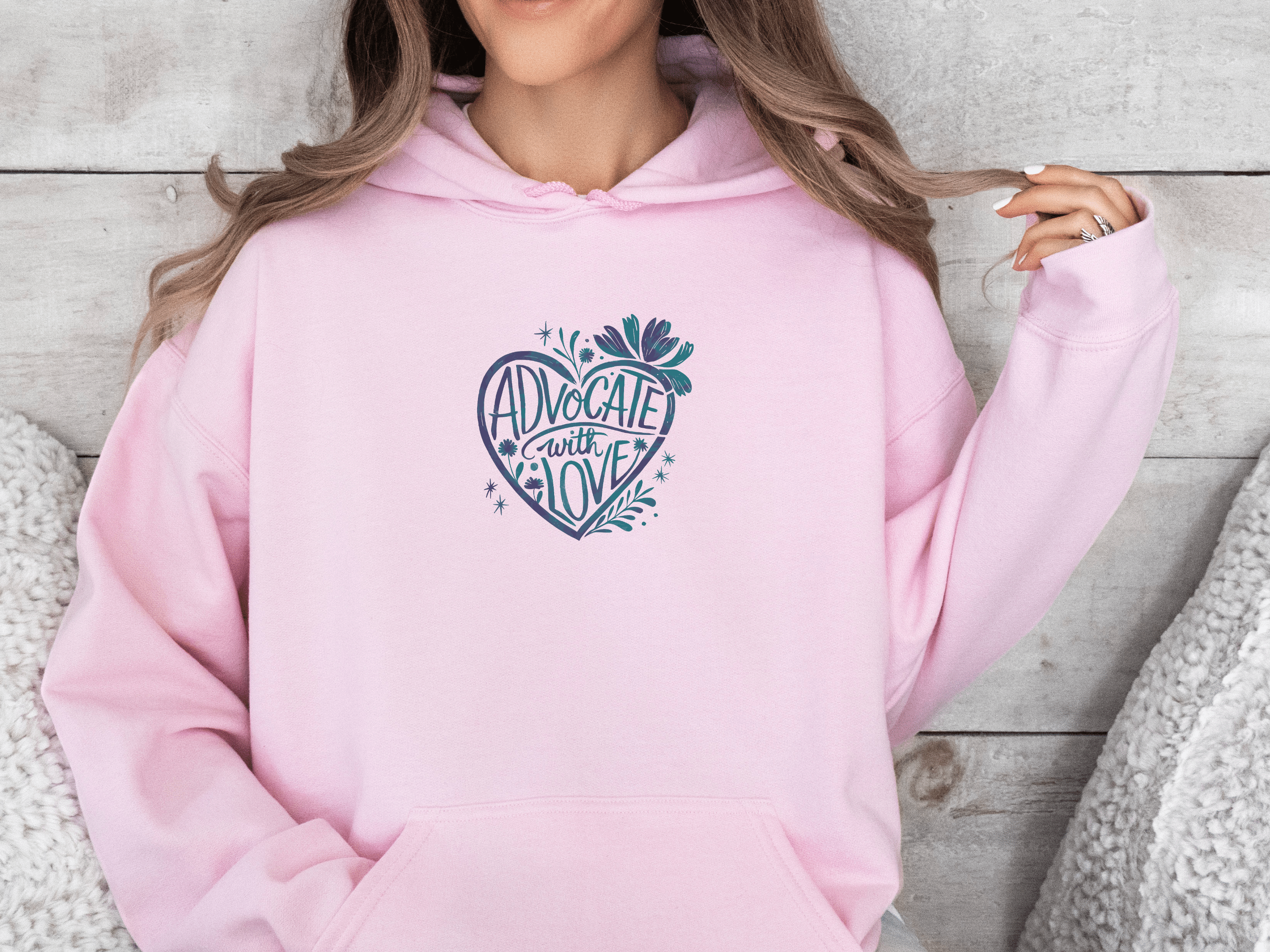 Advocate with Love Hoodie-Neurodiversity, ADHD & Autism Awareness & Acceptance Hoodie by Daily Bloom