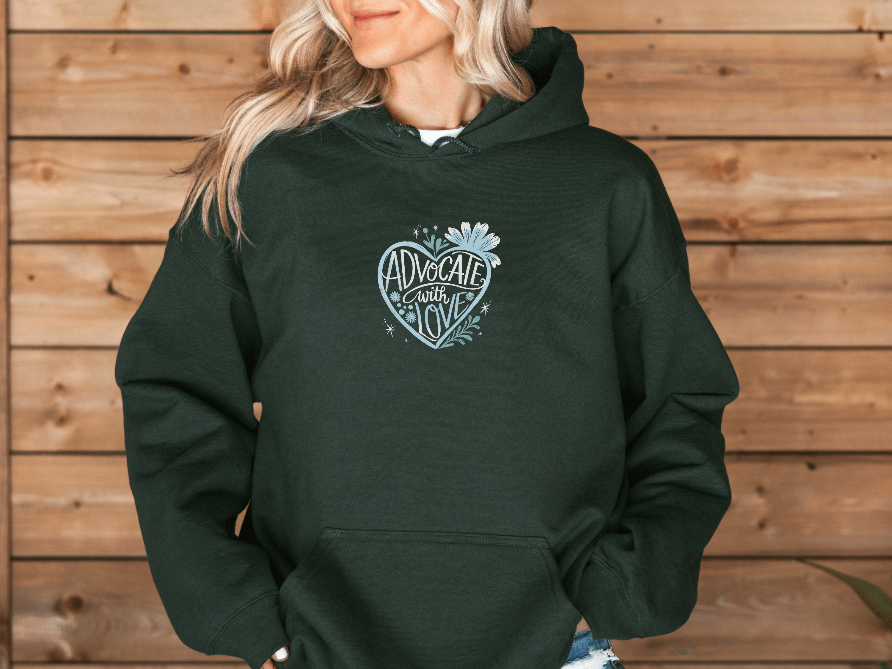 Advocate with Love Hoodie-Neurodiversity, ADHD & Autism Awareness & Acceptance Hoodie by Daily Bloom