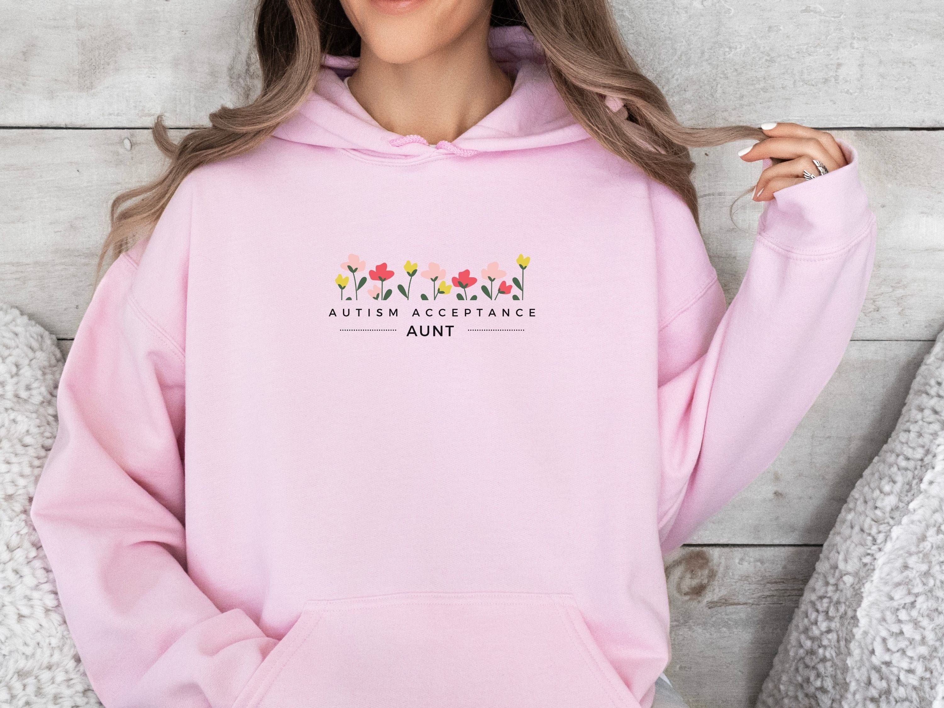 Aunt Autism Acceptance Flowers Hoodie-Neurodiversity, ADHD & Autism Awareness & Acceptance Hoodie by Daily Bloom