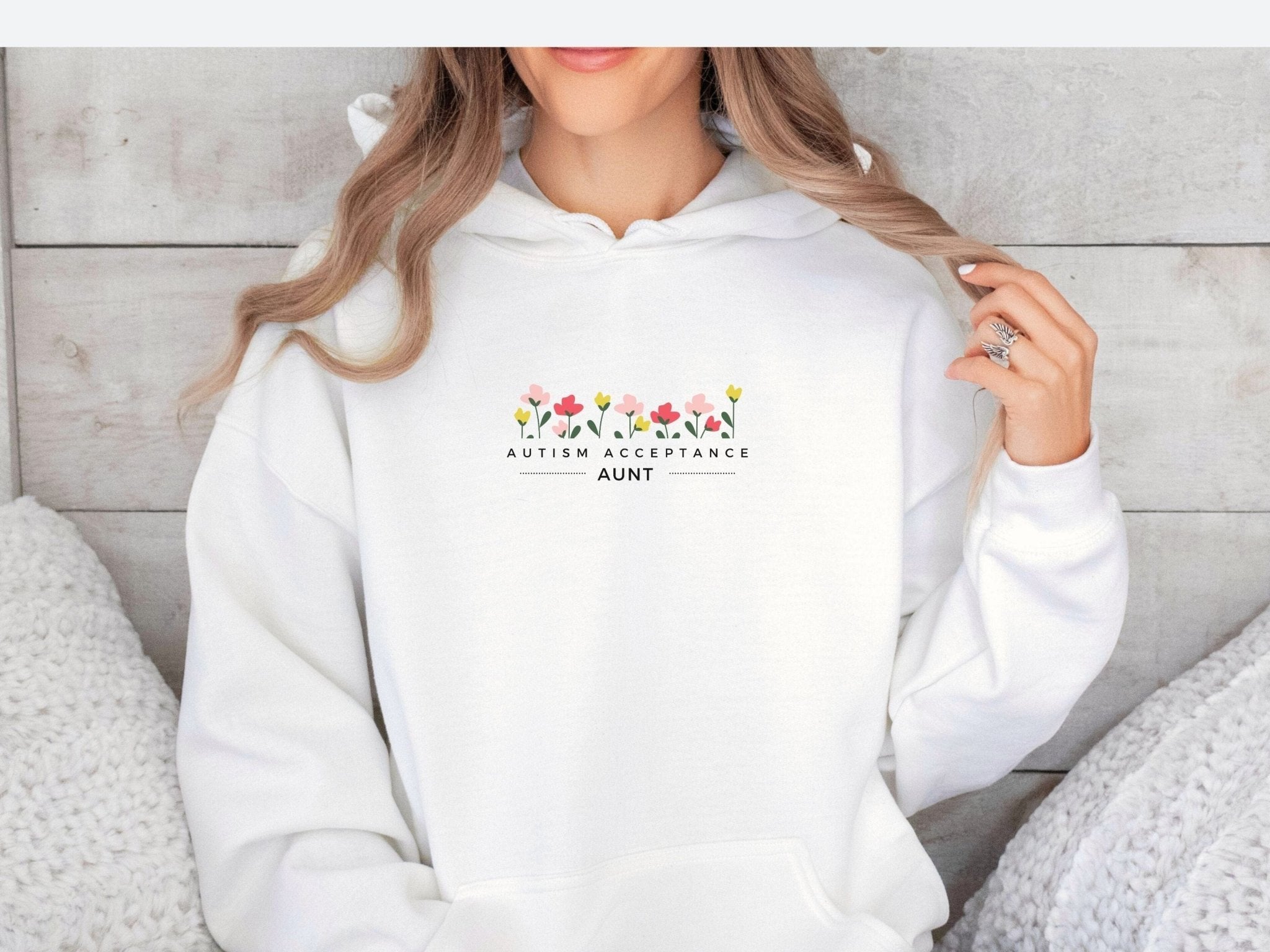Autism Hoodie - Aunt Autism Acceptance Flowers Hoodie - Daily Bloom