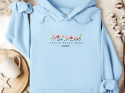 Aunt Autism Acceptance Flowers Hoodie-Light Blue-Neurodiversity, ADHD & Autism Awareness & Acceptance Hoodie by Daily Bloom