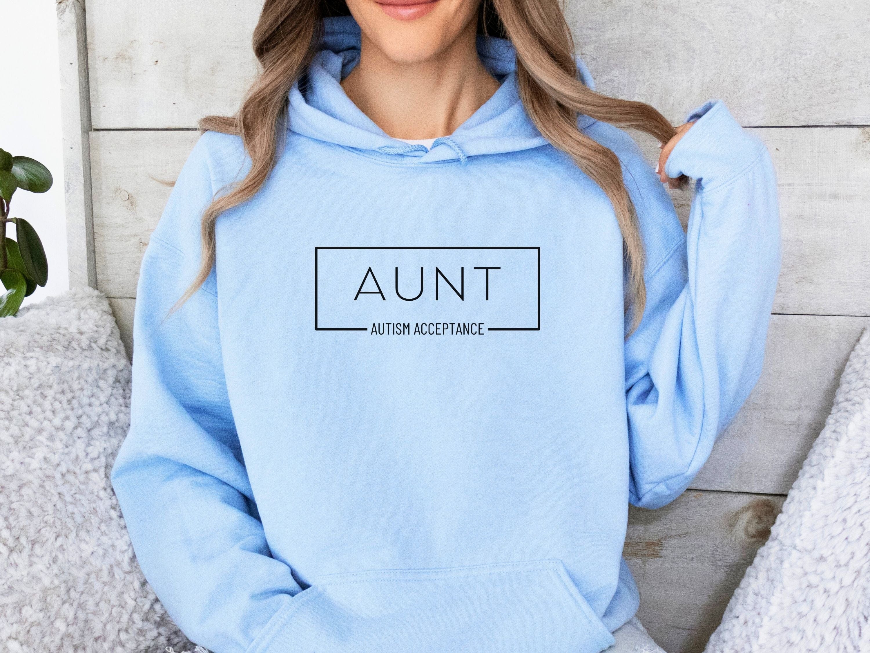 Aunt Autism Acceptance Frame Hoodie-Neurodiversity, ADHD & Autism Awareness & Acceptance Hoodie by Daily Bloom