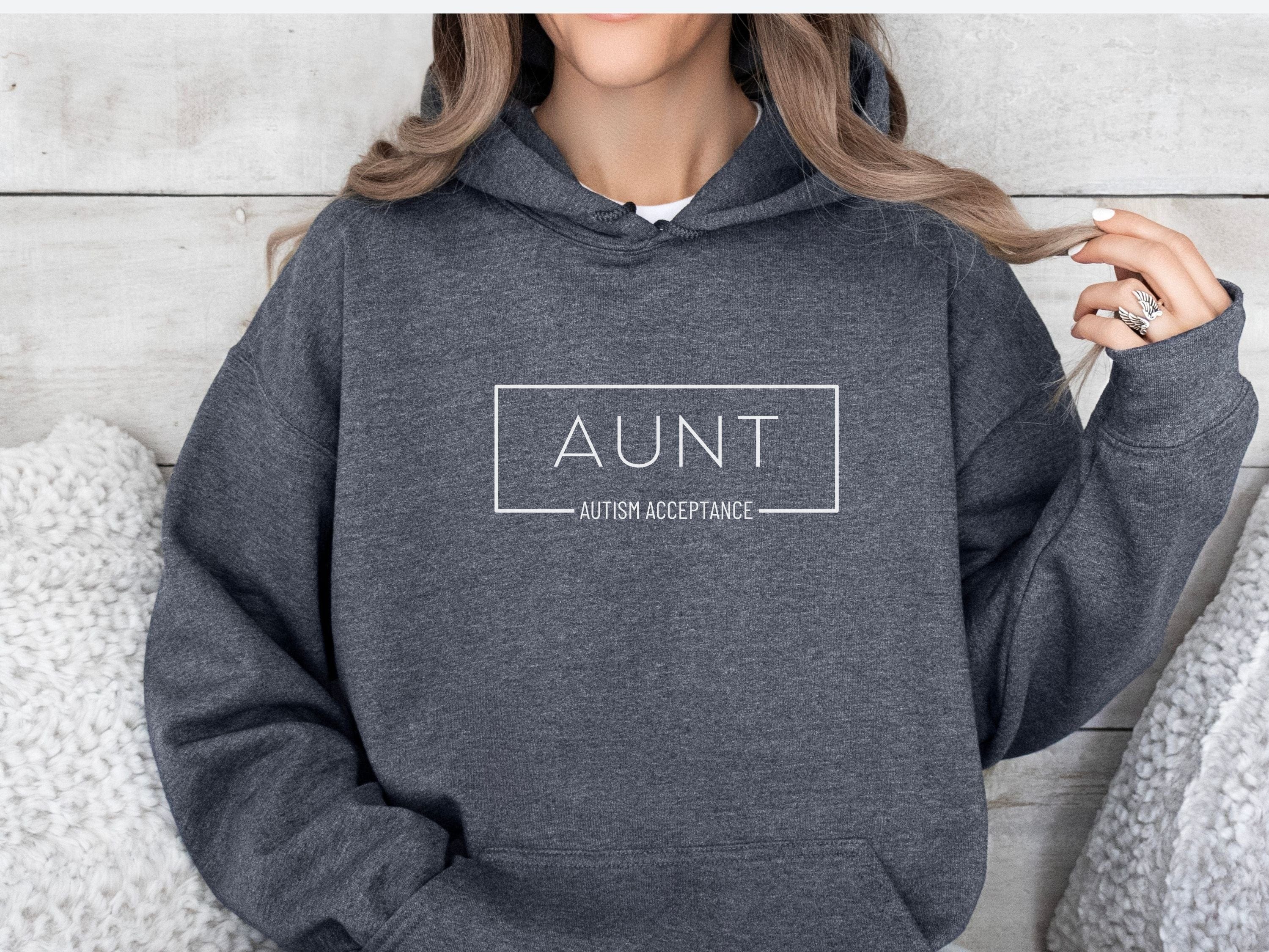 Aunt Autism Acceptance Frame Hoodie-Neurodiversity, ADHD & Autism Awareness & Acceptance Hoodie by Daily Bloom